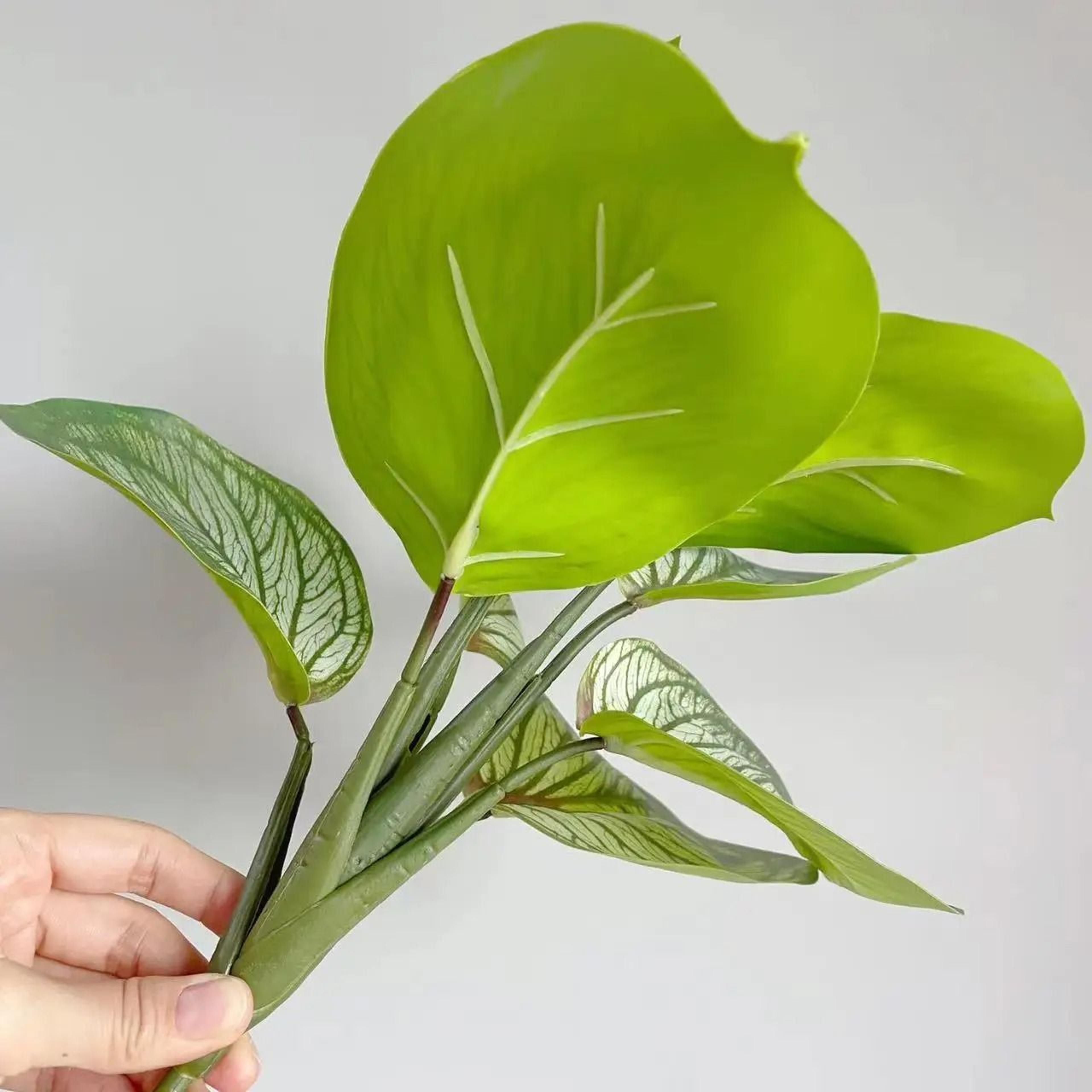 Fake Plants Leaf Apple Evergreen Peacock Leaves Artificial Greenery Home Decor 3