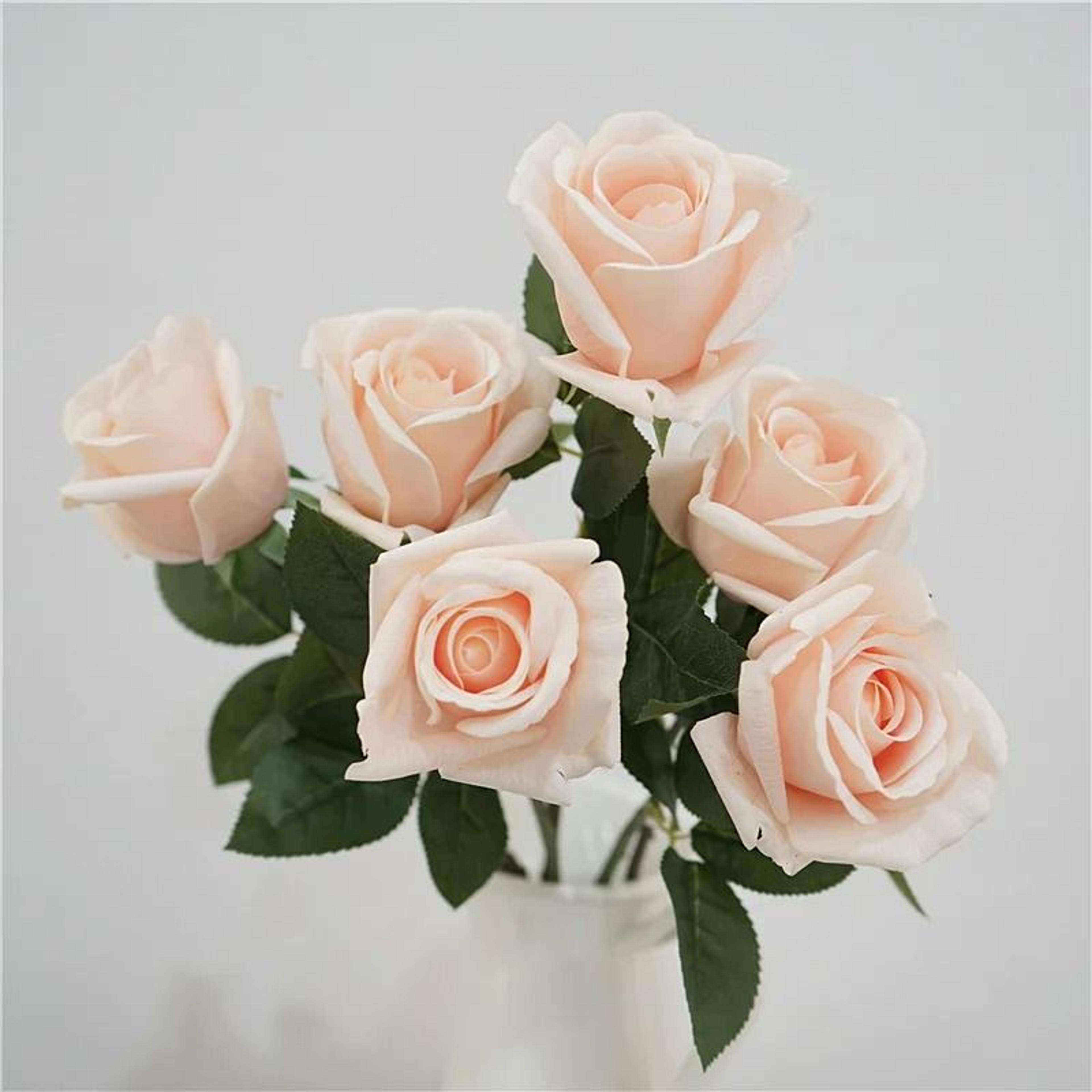 Artificial Latex Ellie Rose Branches Real Touch Fake White Roses 2