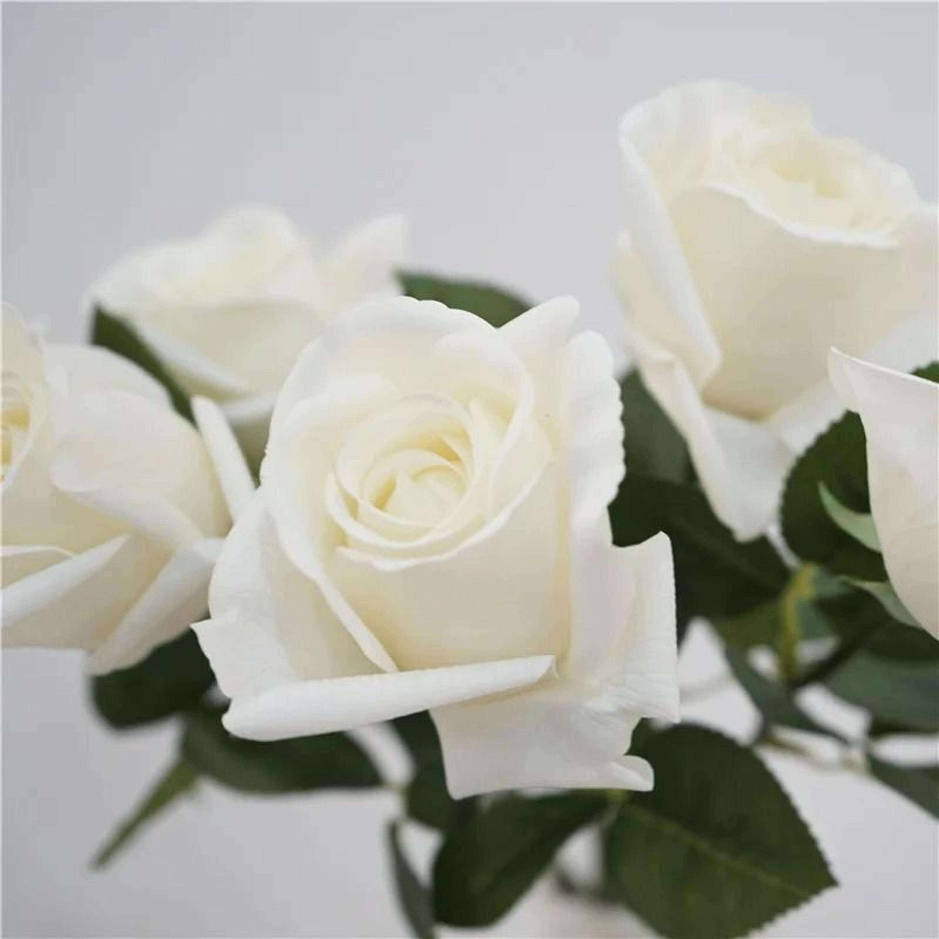 Artificial Latex Ellie Rose Branches Real Touch Fake White Roses 5