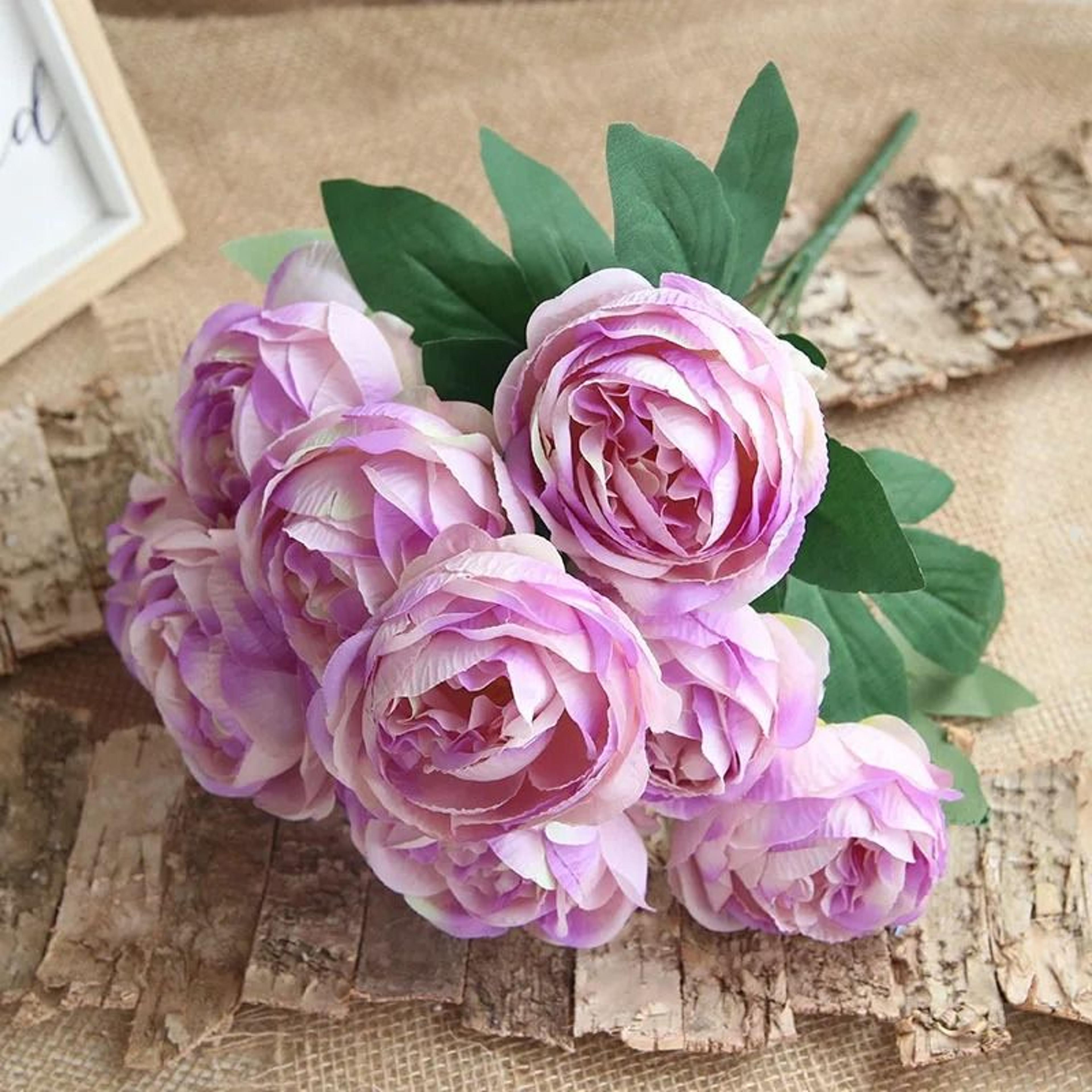 Artificial Silk Rose Bouquet 10 Heads Burgundy Fake Flower Decor 10