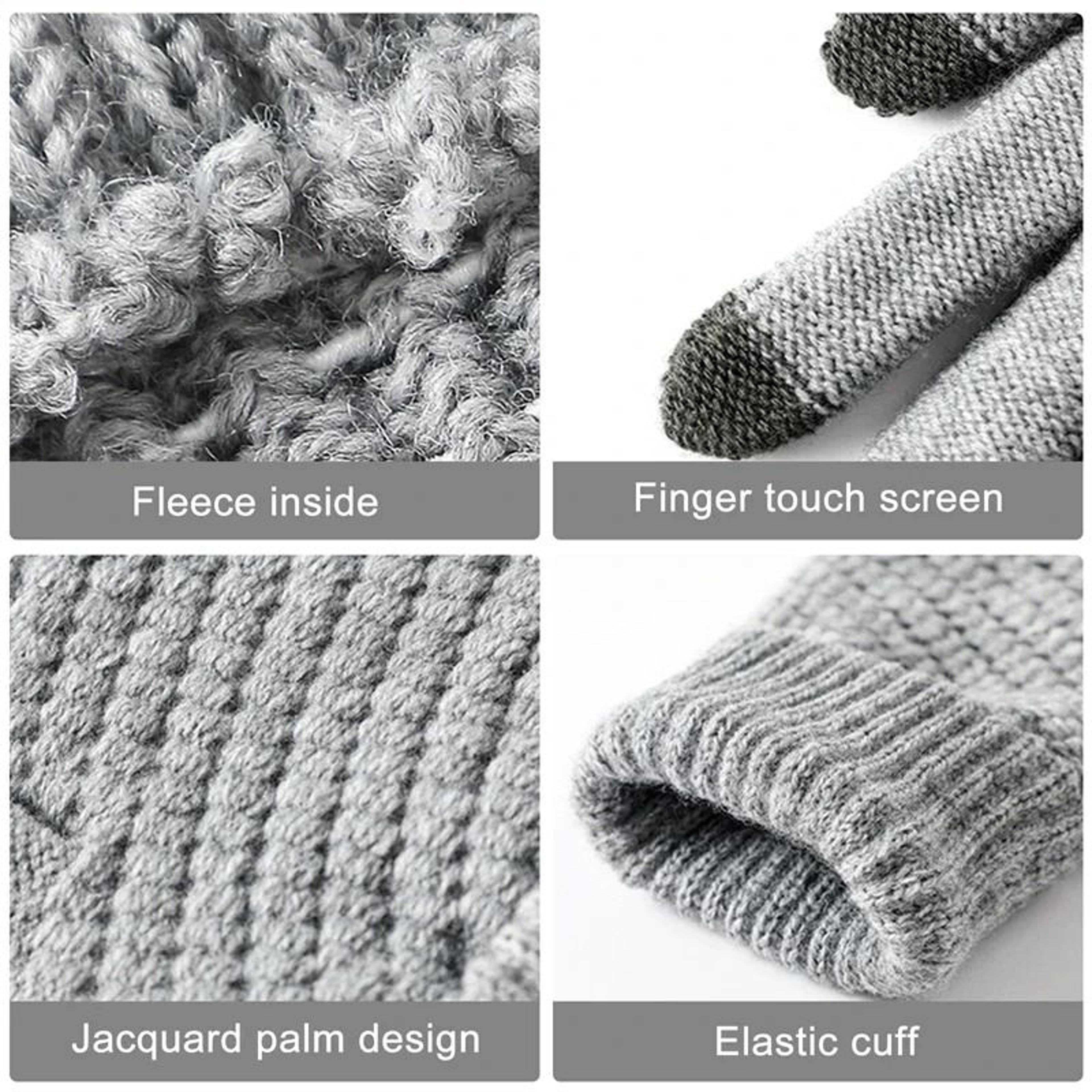 Warm Winter Knit Touch Screen Gloves Full Finger Outdoor Cycling Driving Wool Blend 2