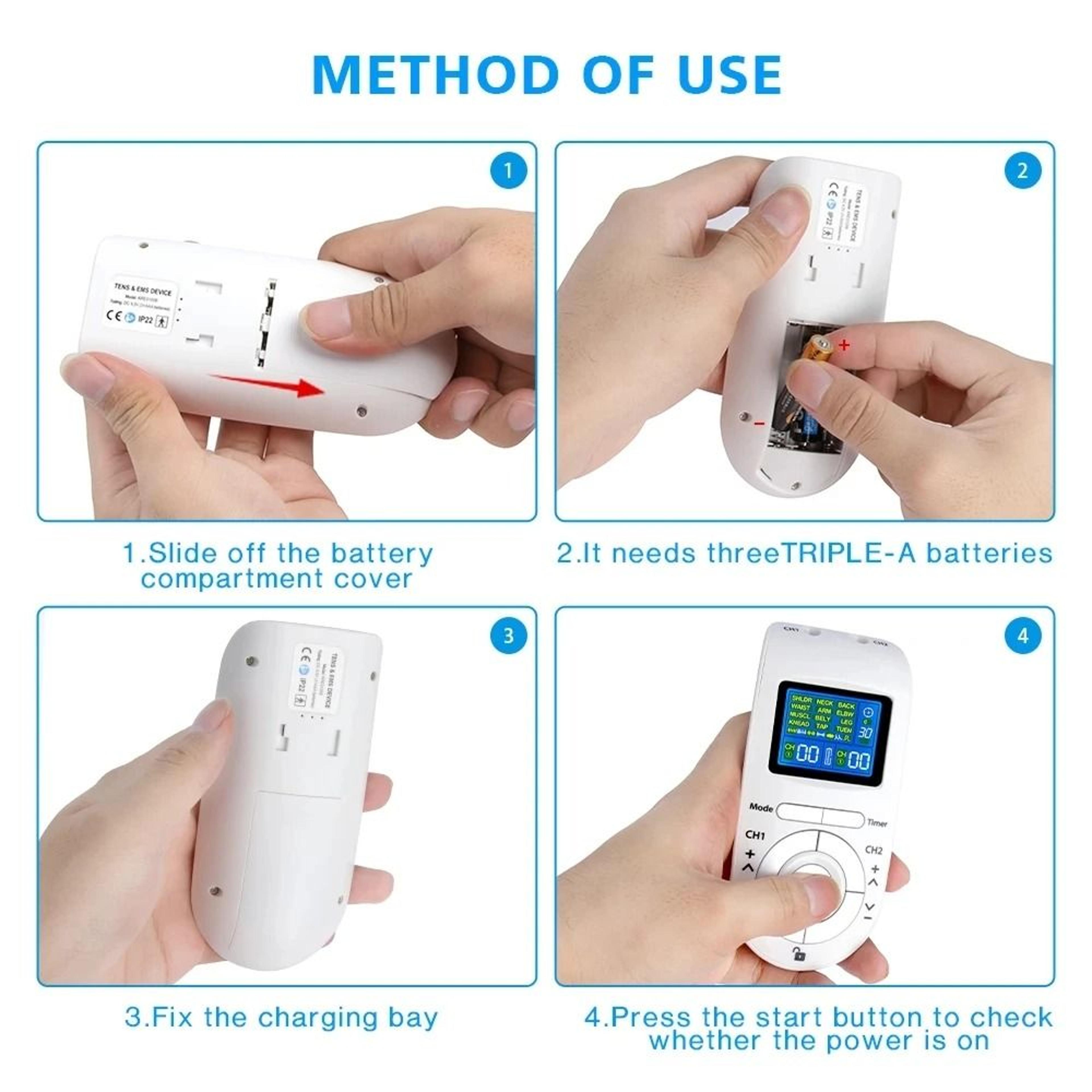 Digital 12 Mode TENS EMS Machine With 4 Electrode Pads Muscle Stimulator 2