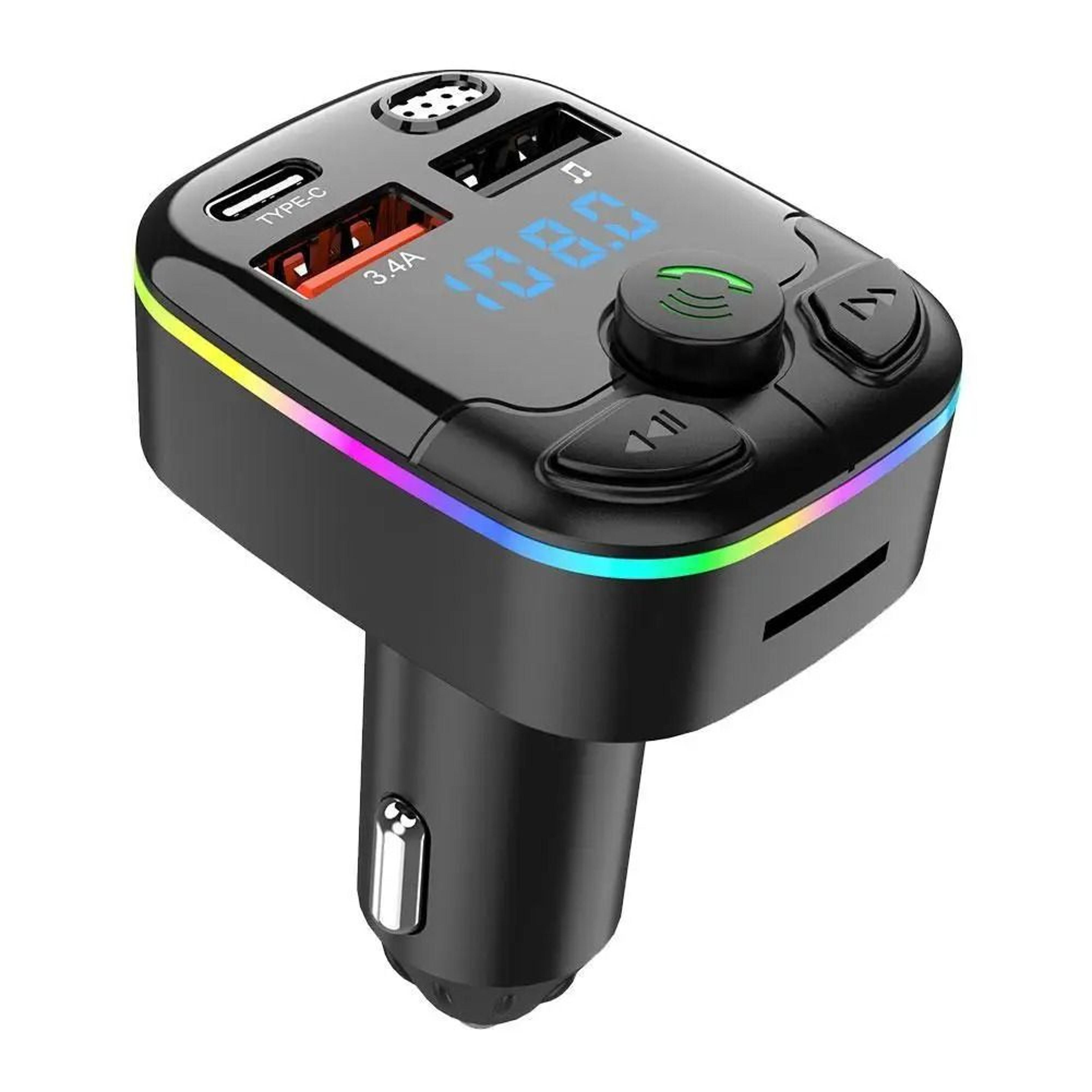 Bluetooth 50 Car FM Transmitter PD Type C Dual USB 18W Handsfree Charger 0