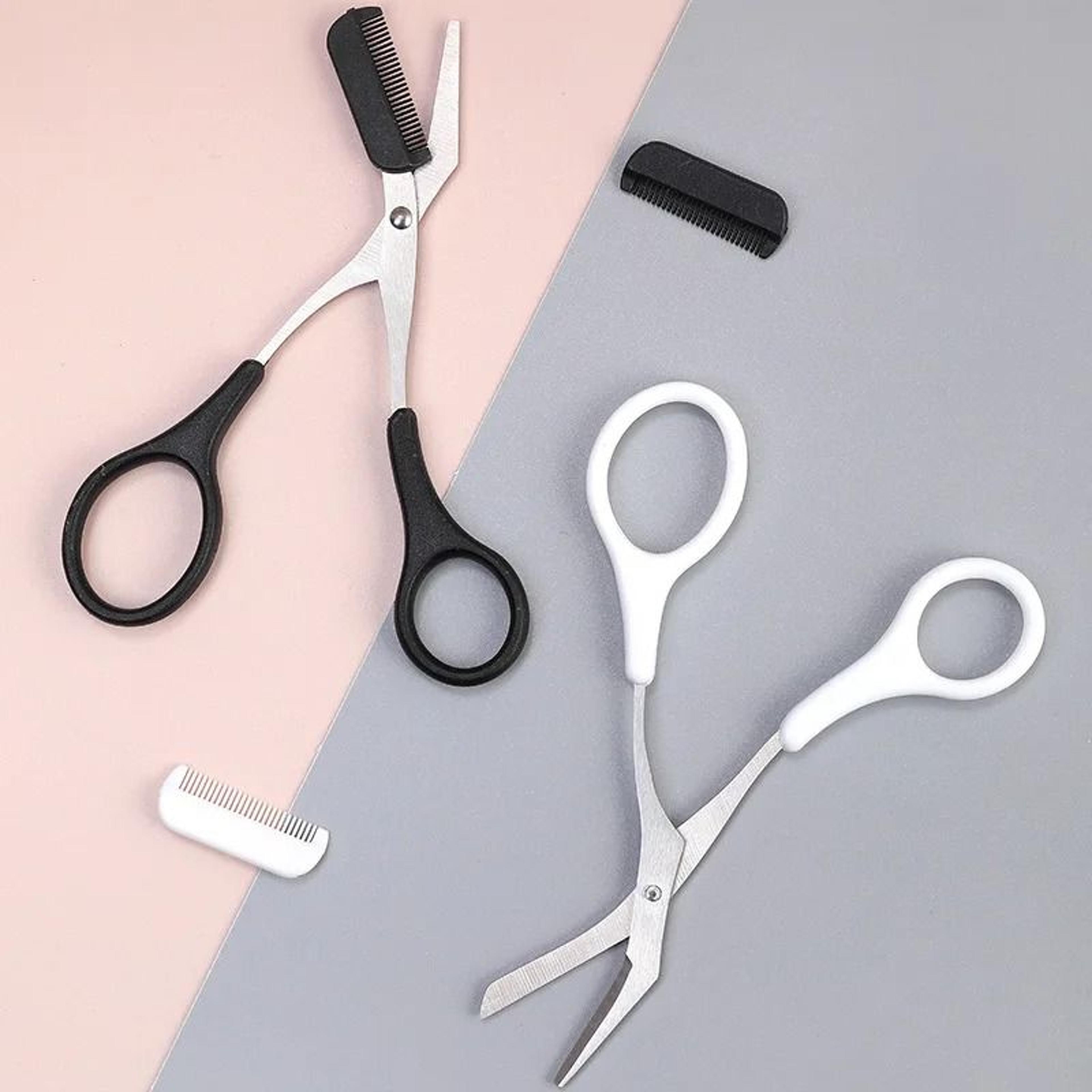 Stainless Steel Eyebrow Trimmer Scissors With Comb Hair Removal Makeup Tool 3