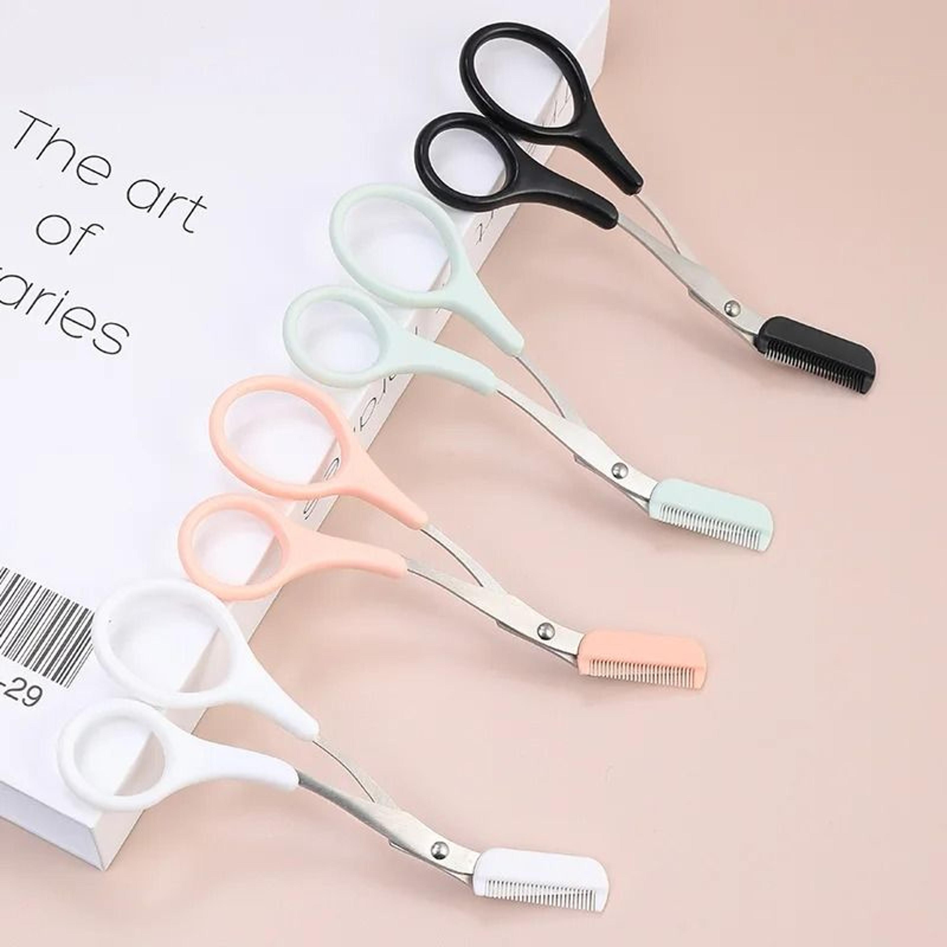 Stainless Steel Eyebrow Trimmer Scissors With Comb Hair Removal Makeup Tool 4
