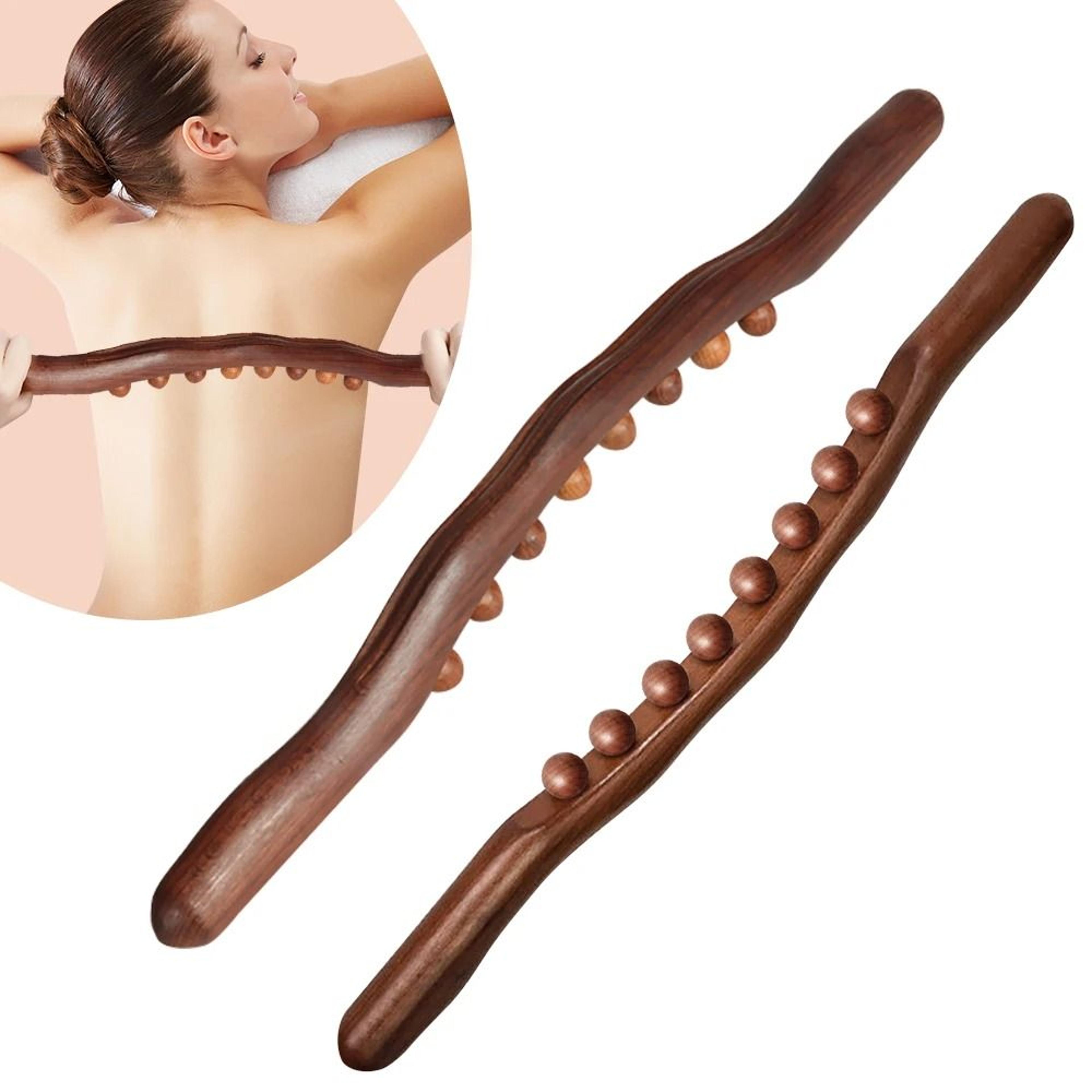Handheld Wood Massage Roller Stick Lymphatic Drainage Fascia Blaster For Neck Back Waist Leg 0