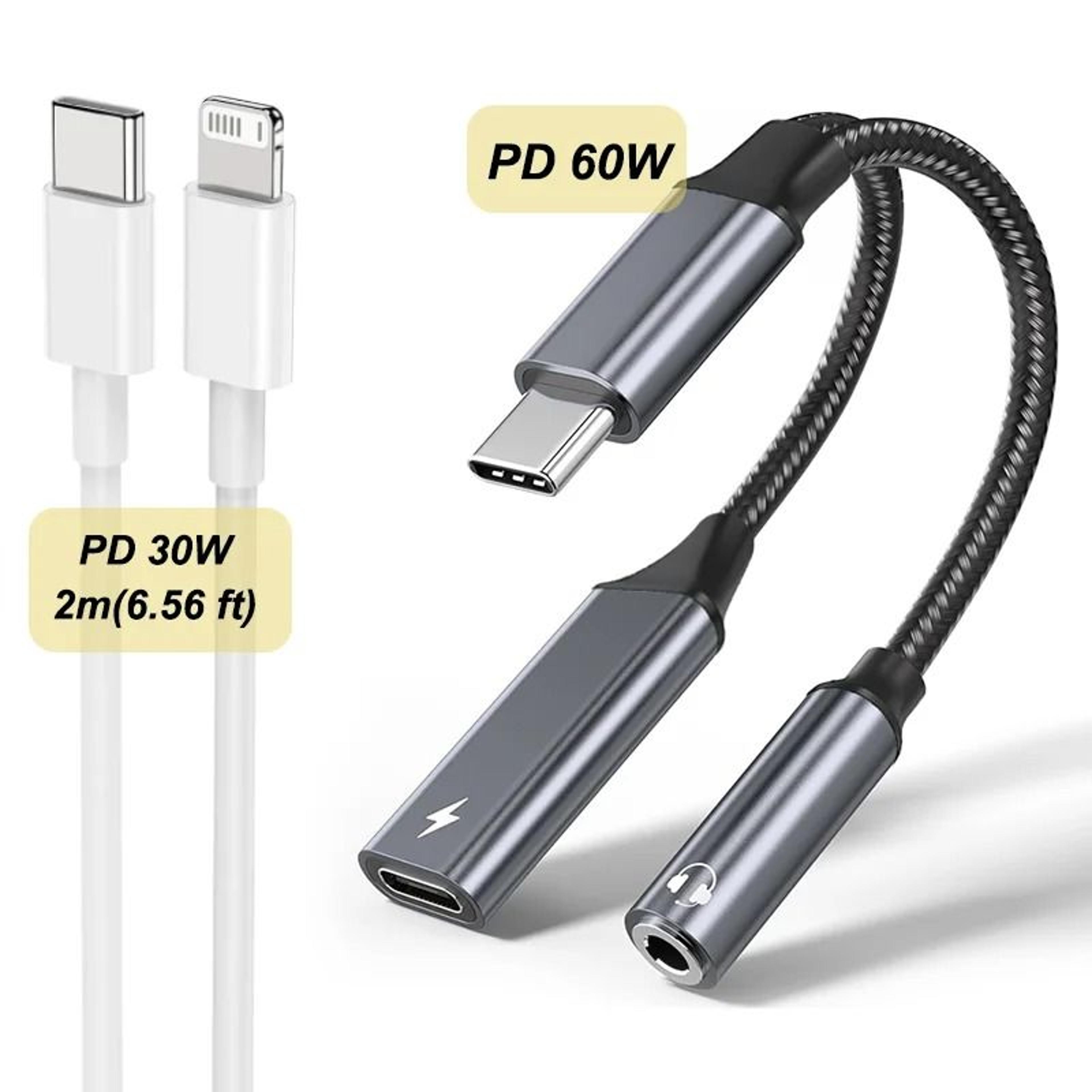 2 In 1 Type C To 35mm Audio Adapter PD 60W Fast Charging 9