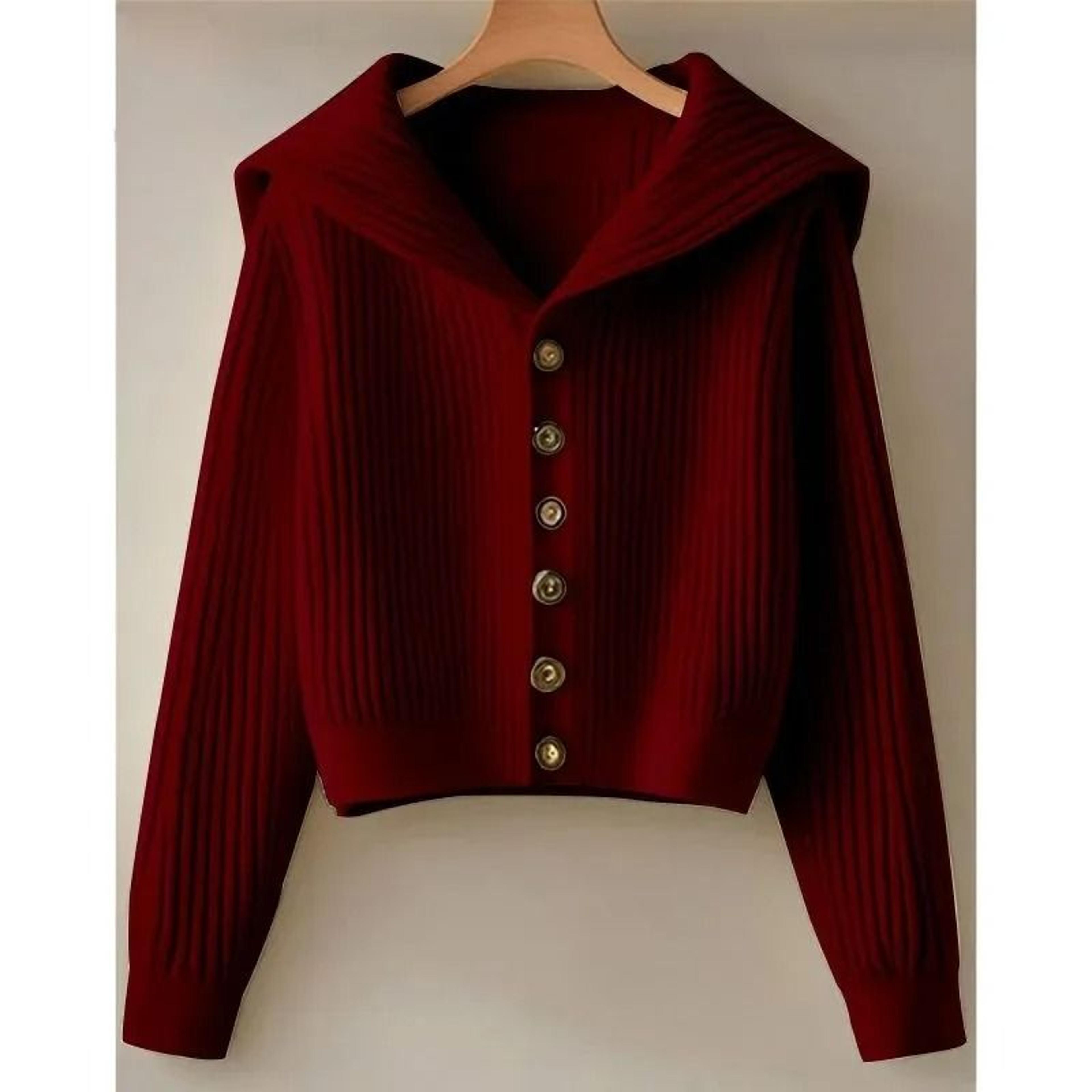 Spring Autumn Women Leisure Solid Color Knitted Retro Lady Long Sleeve Cardigan Knit Top 6