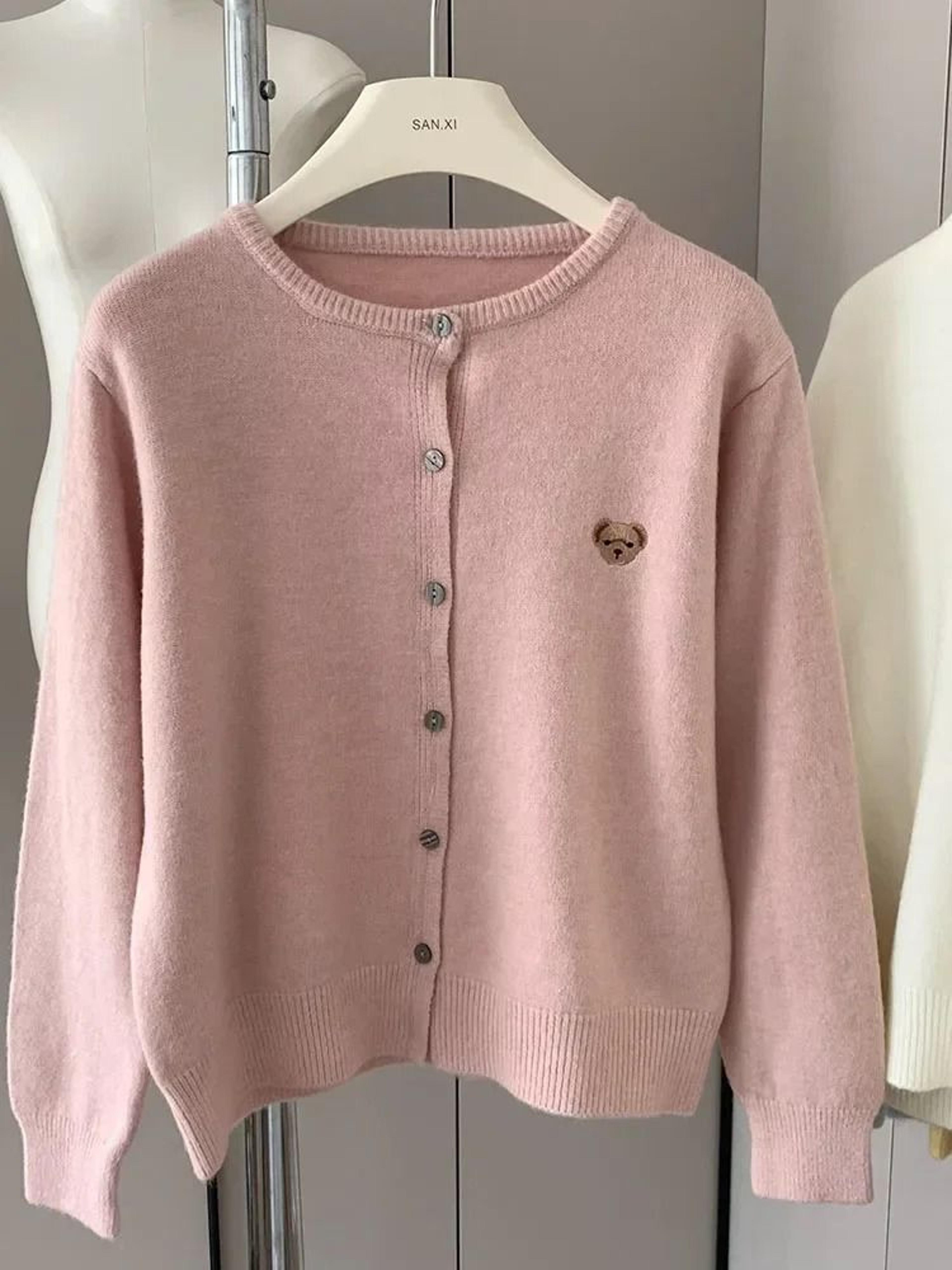 Zekye Autumn O Neck Knit Sweater With Sweet Cartoon Embroidery 9