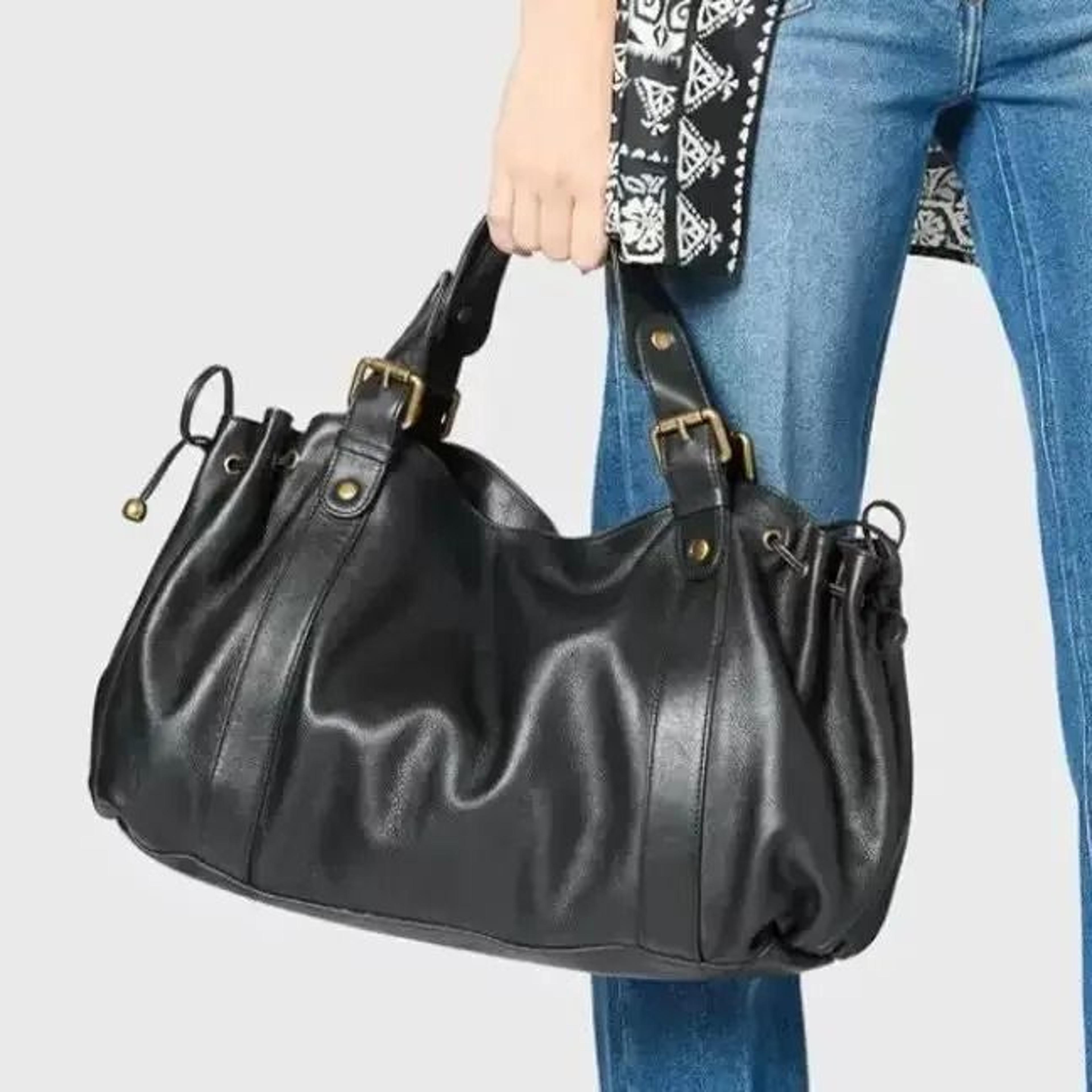 Womens Vintage Handbag Solid Color Tote Shoulder Bag Luxury Everyday Style 0