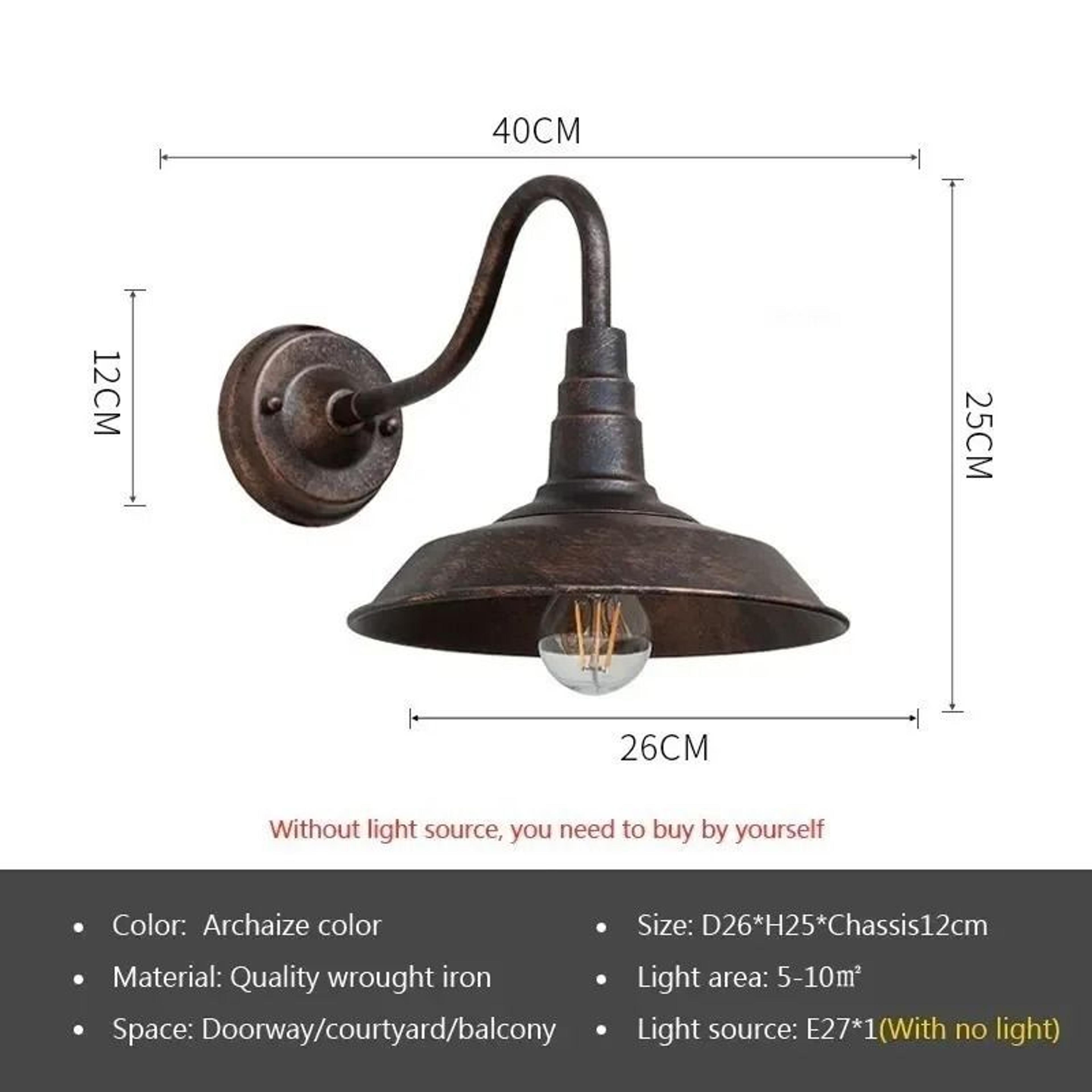 Retro Waterproof LED Wall Lamp Outdoor E27 Decorative Lighting Fixture 8