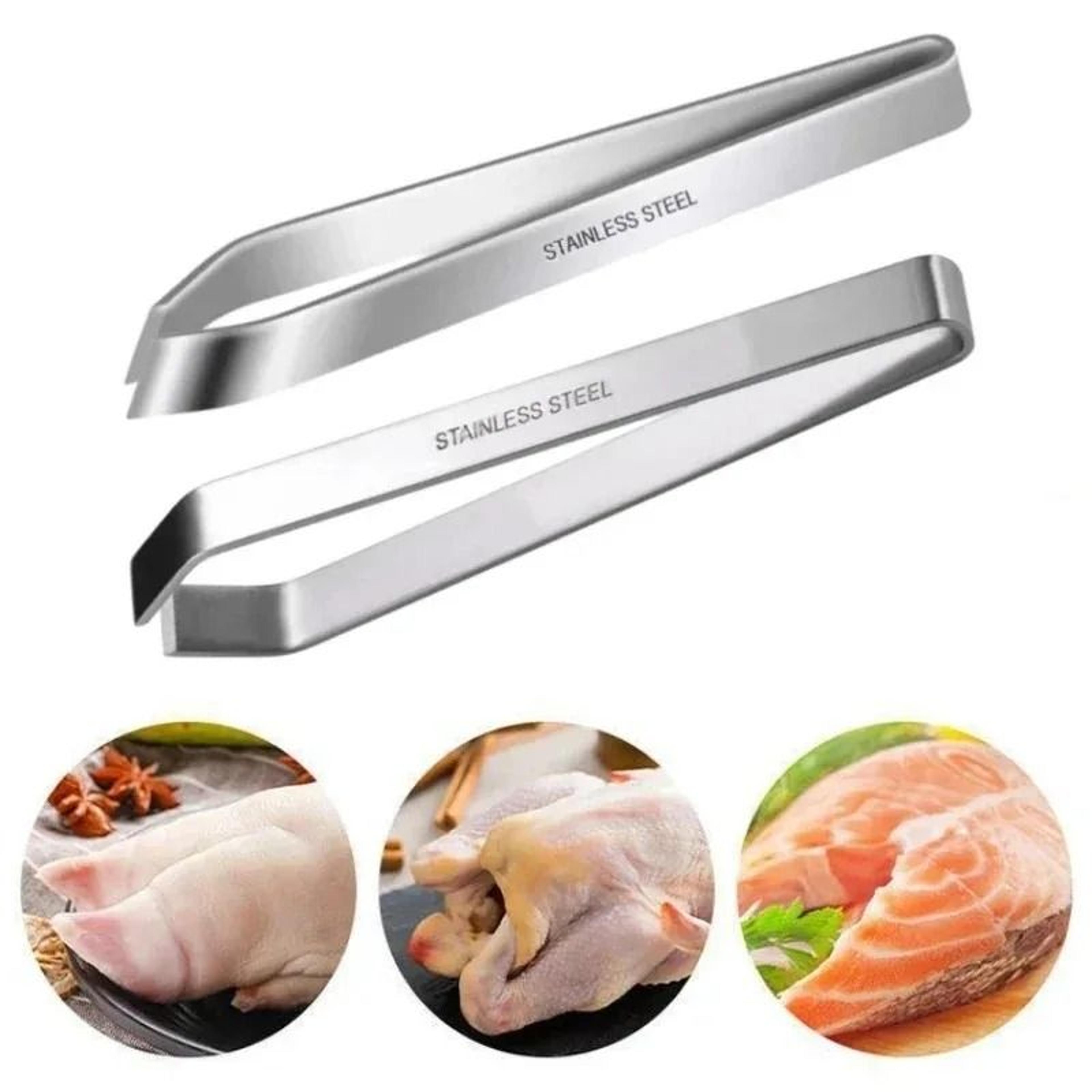 Stainless Steel Fish Bone Tweezers Pincer Puller Remover Tongs Kitchen Gadget 4