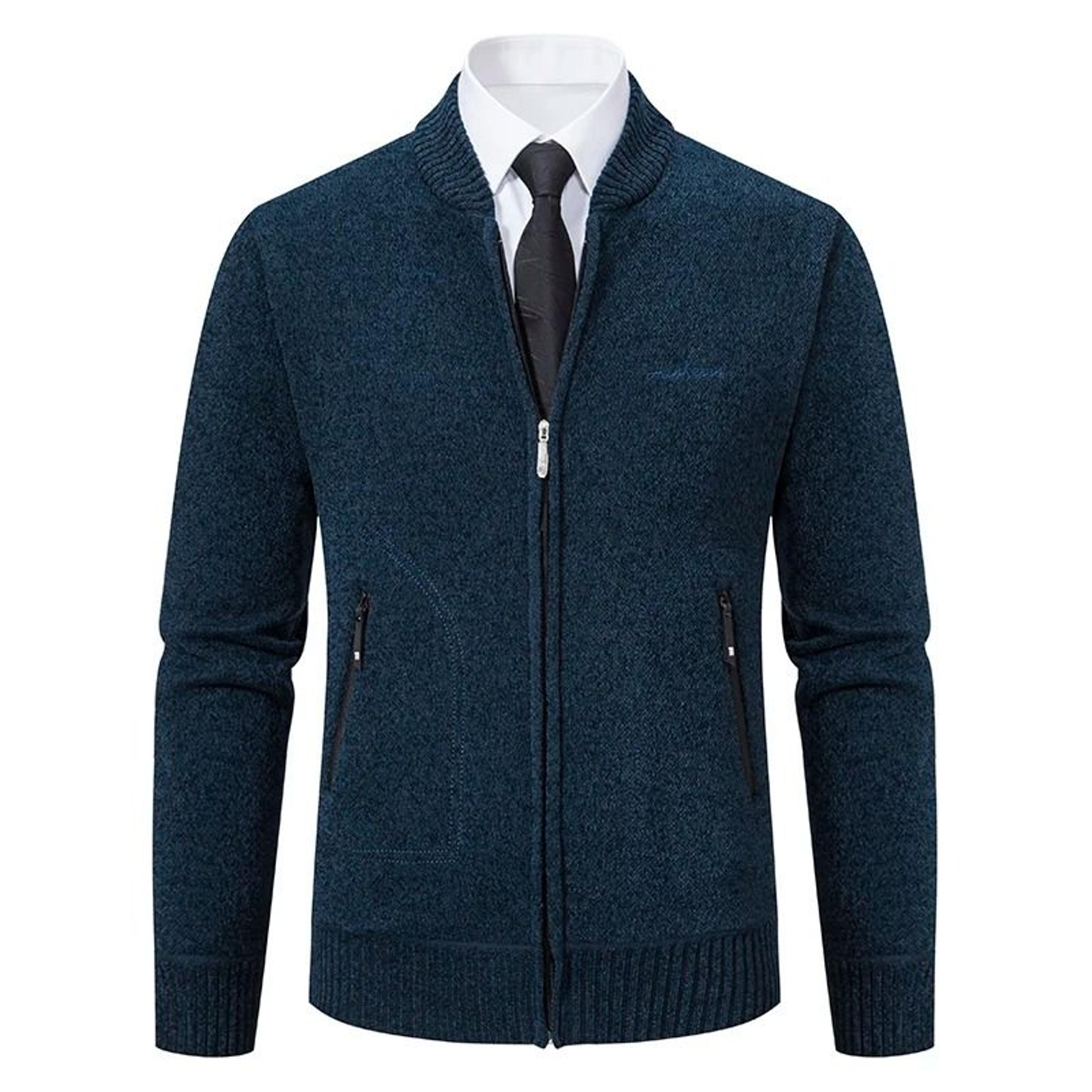 Men Stand Collar Thick Warm Cardigan Sweater Winter Casual Coat 10