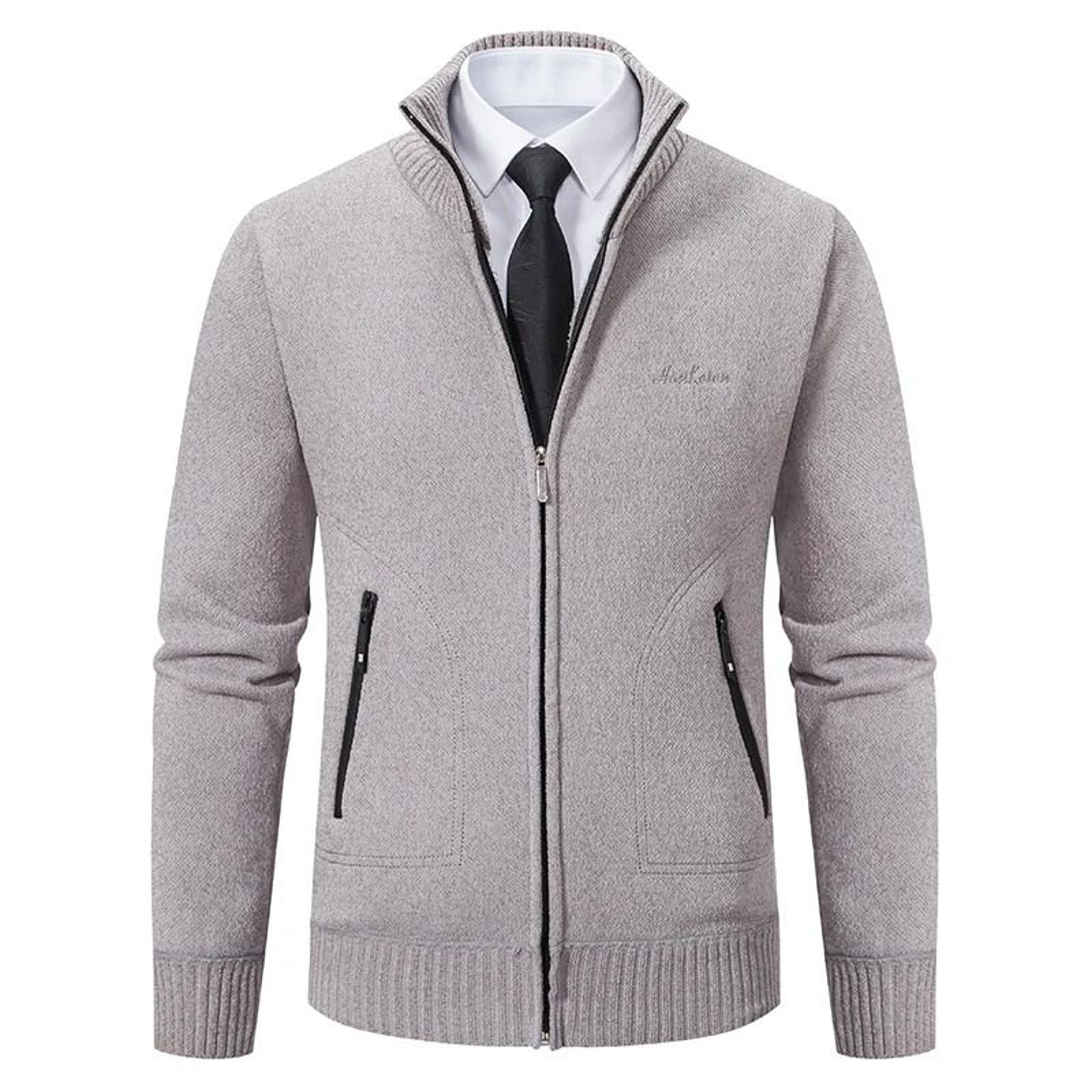 Men Stand Collar Thick Warm Cardigan Sweater Winter Casual Coat 12