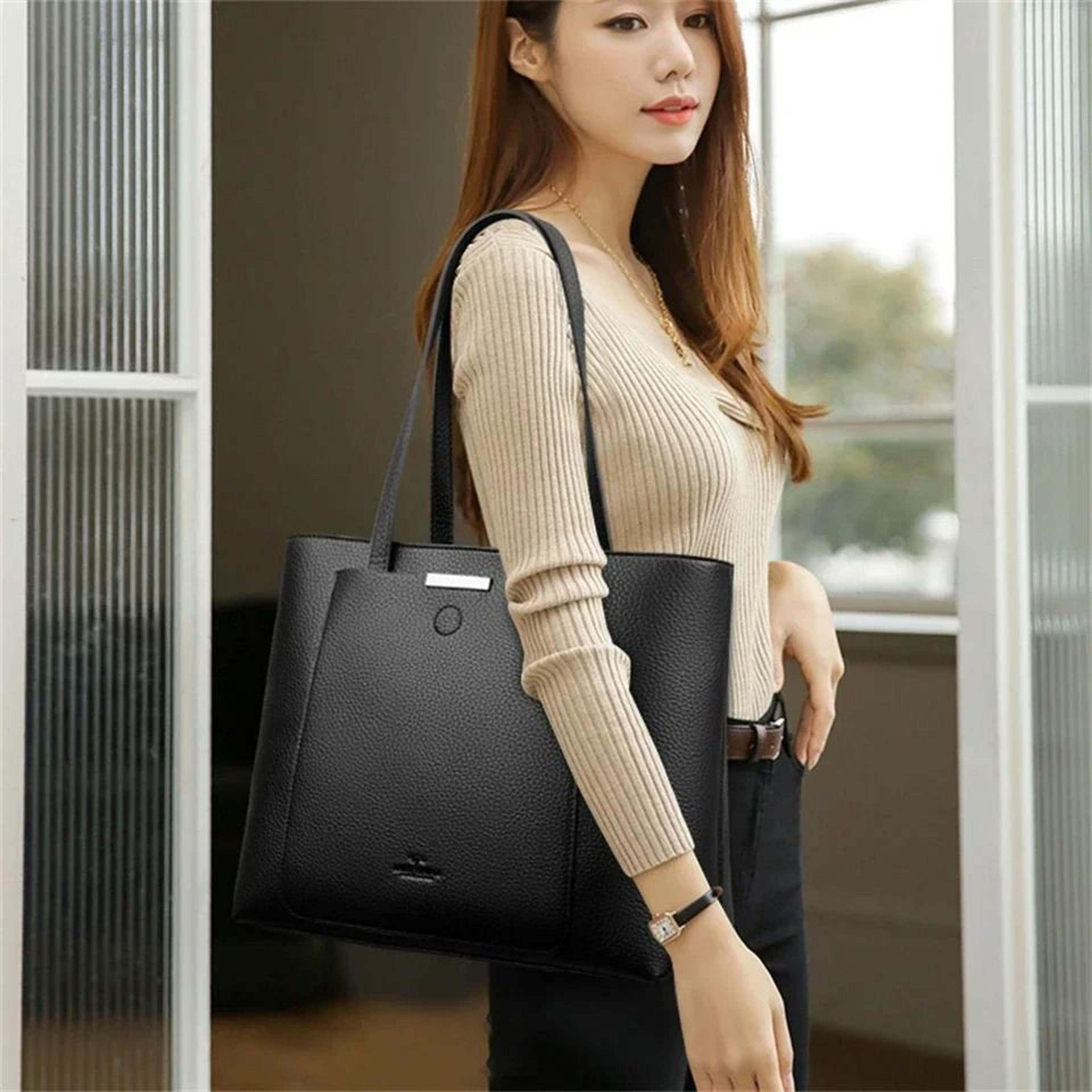 Luxurious Soft PU Leather Womens Large Handbag Shoulder Tote Shopping Bag 1