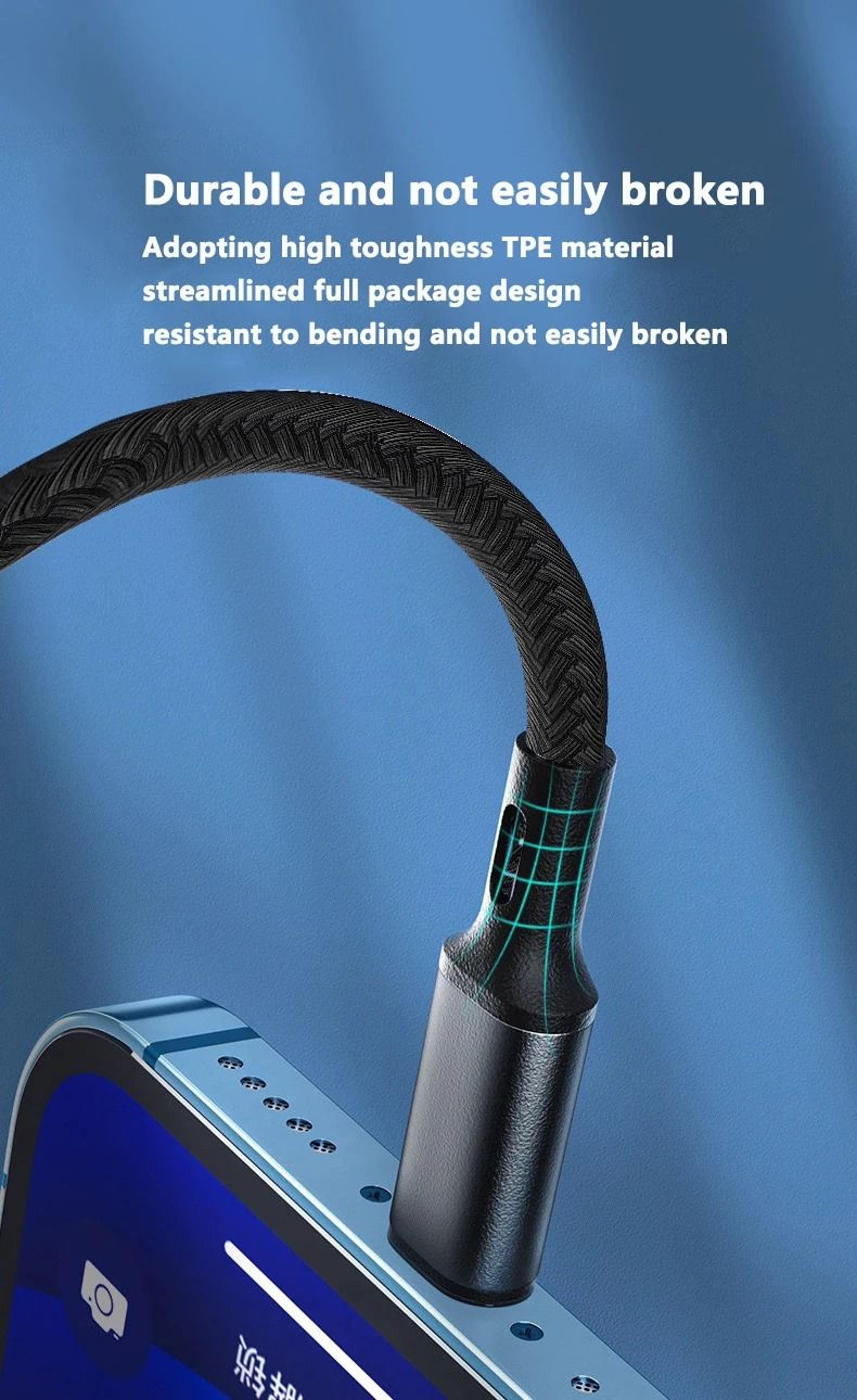 PD 30W Charger Cable USB A To Type C Lightning Fast Charging Data Line 4
