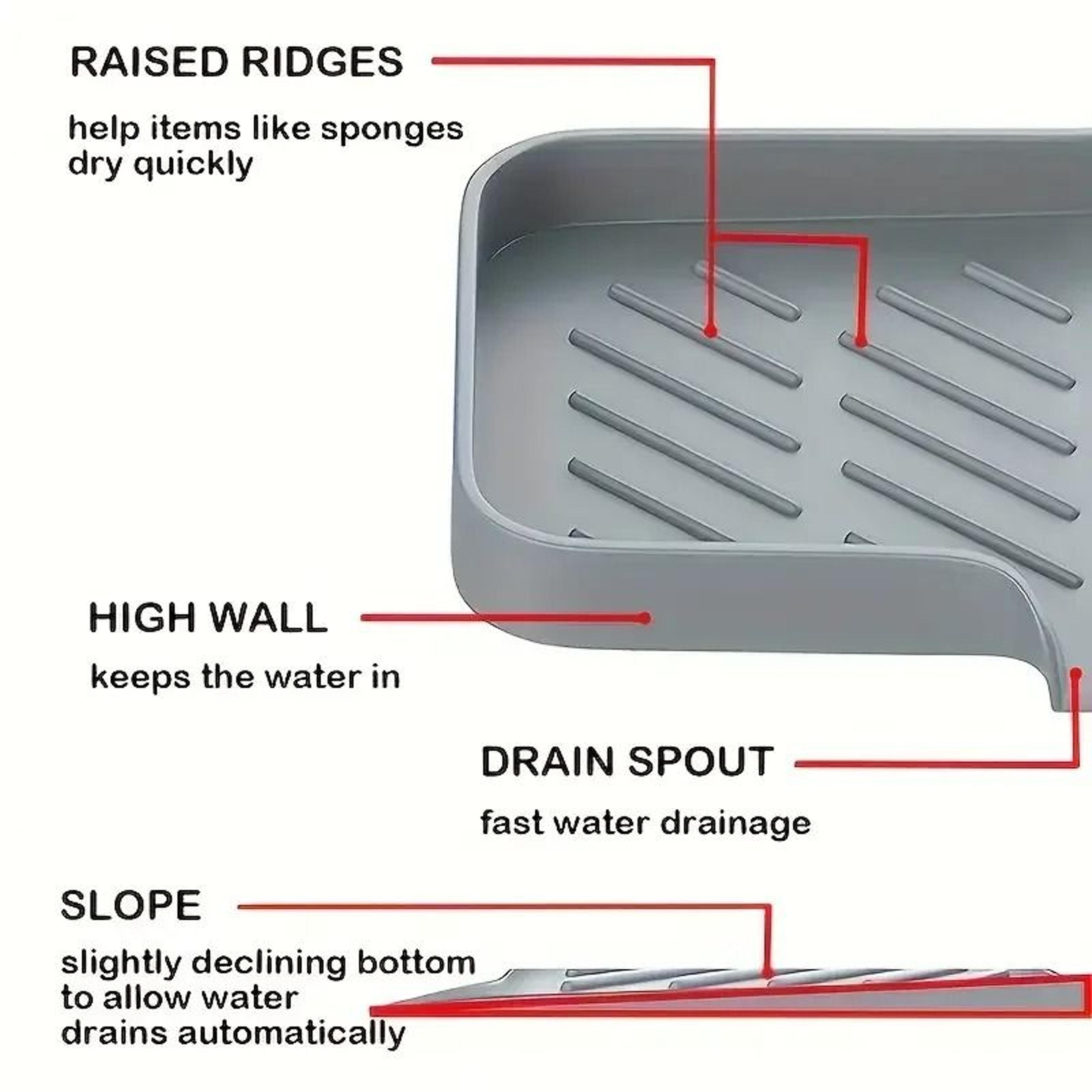 Silicone Faucet Mat Kitchen Sink Tray Soap Dispenser Sponge Drain Pad Countertop Storage 1