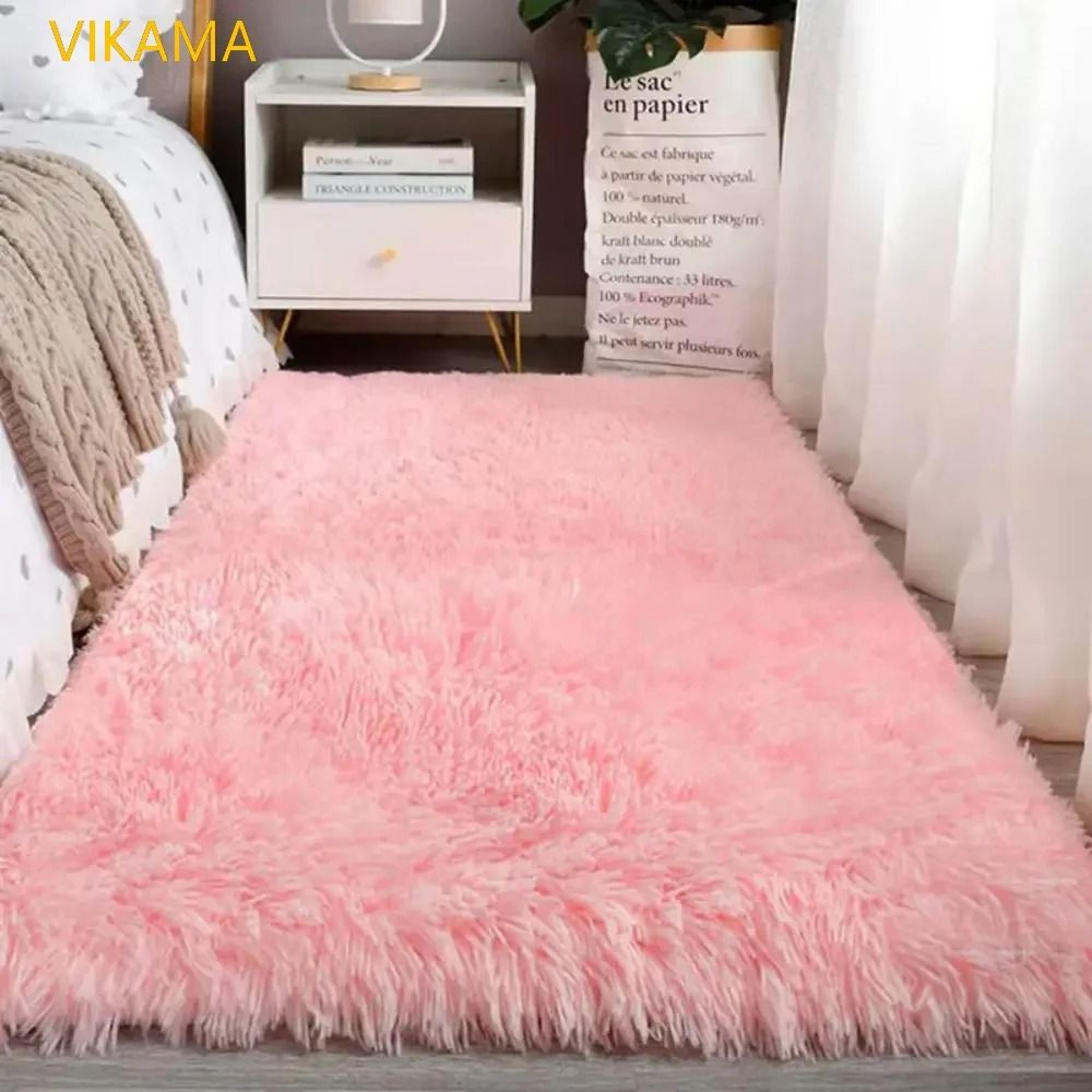 VIKAMA Silk Wool Solid Colour Rug Luxury Soft Non Slip Washable Mat For Living Room Bedroom 7