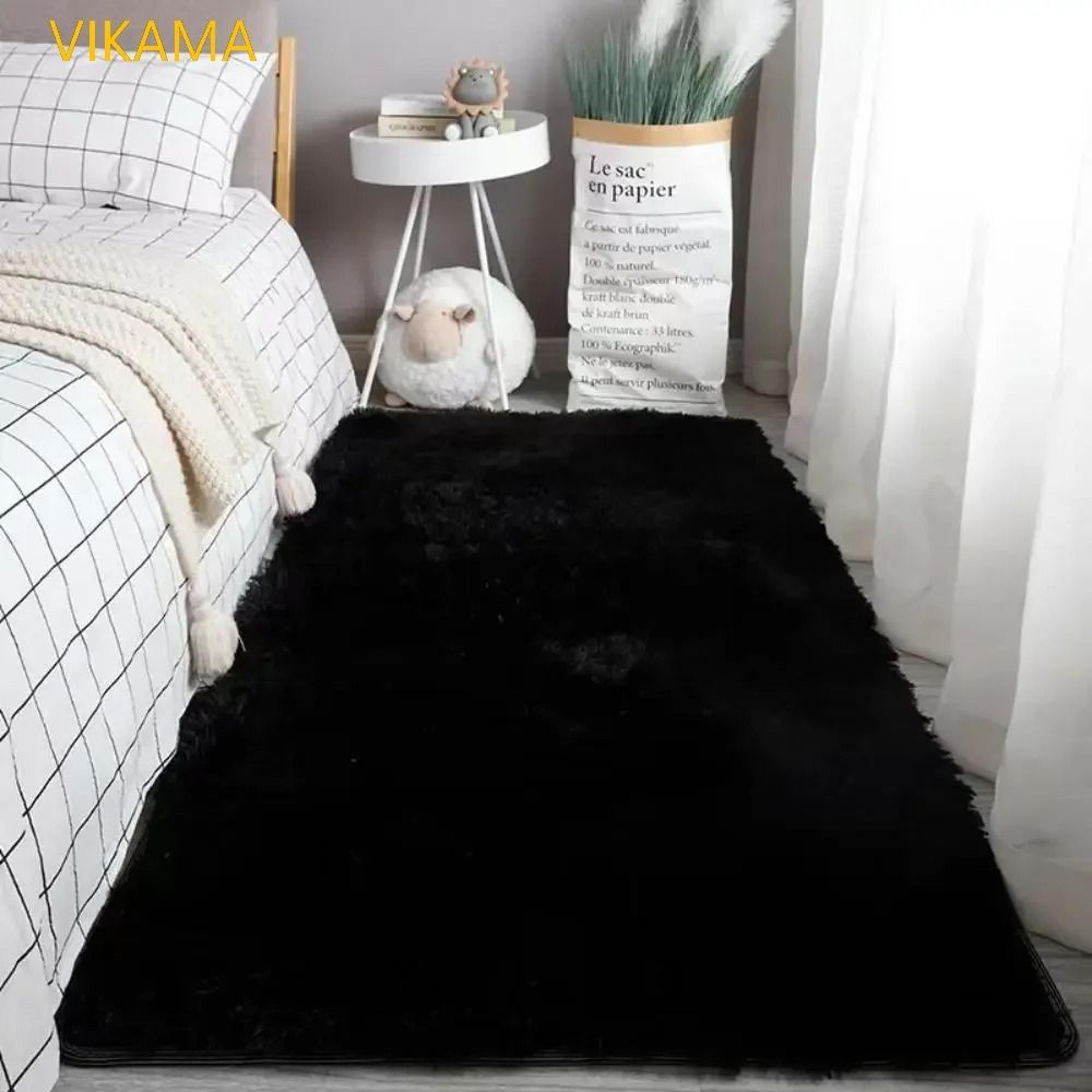 VIKAMA Silk Wool Solid Colour Rug Luxury Soft Non Slip Washable Mat For Living Room Bedroom 8