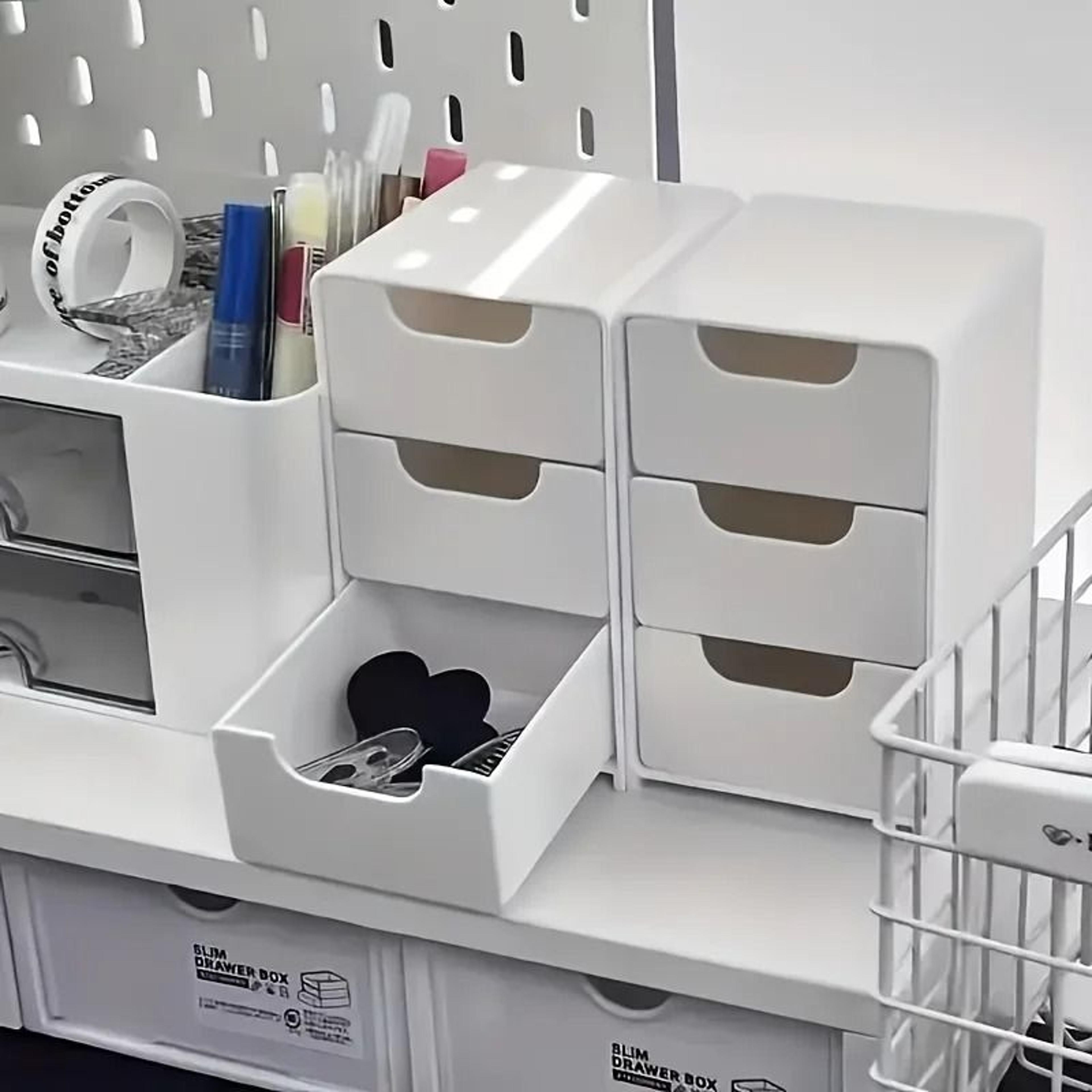 Chic Three Tier Desk Organizer With Drawers For Office Supplies Jewelry And Cosmetics Storage 0