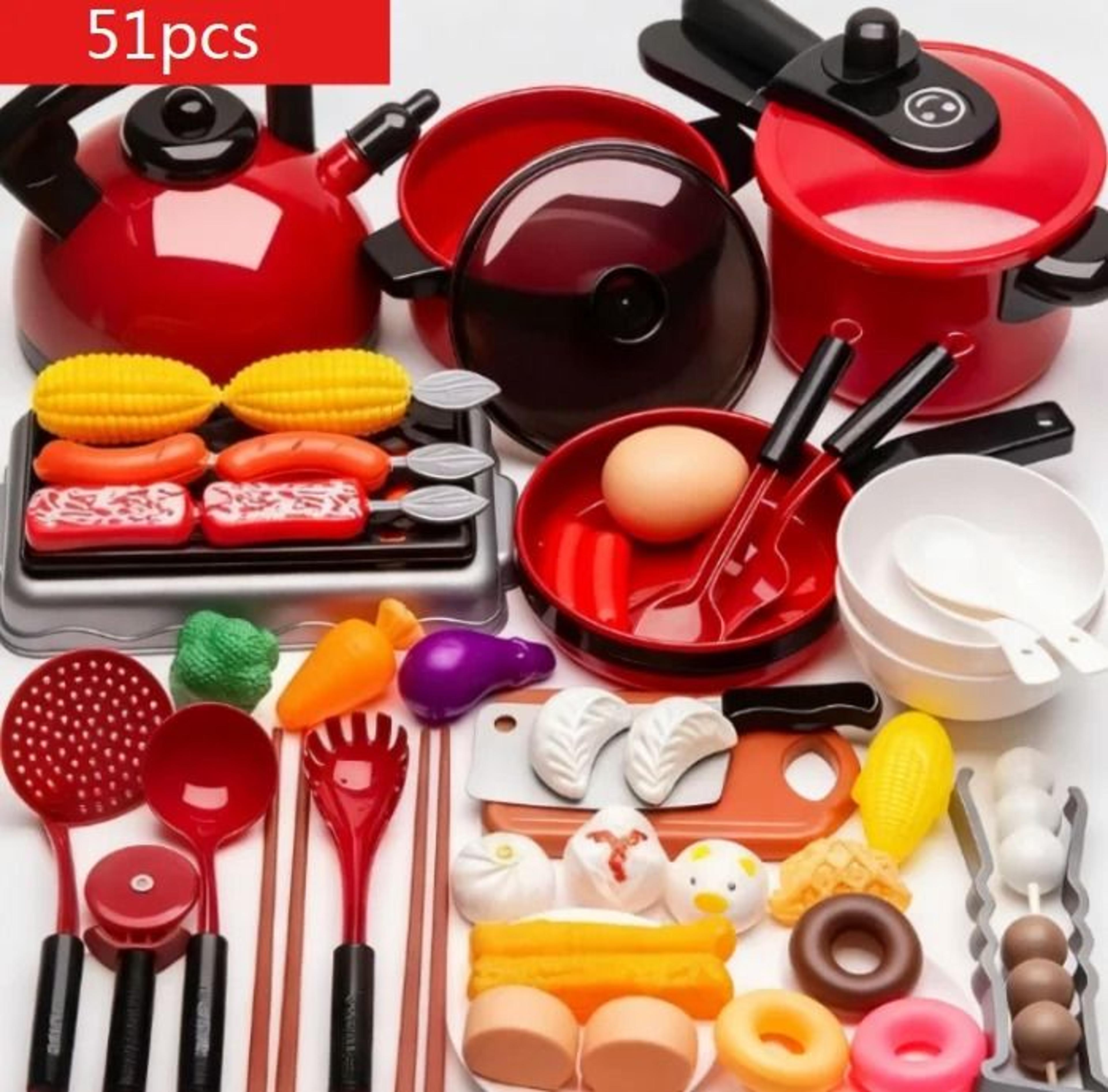 Kids Cooking Kitchen Play Set With Fruit Cutting Utensils And Pretend Play Accessories 7