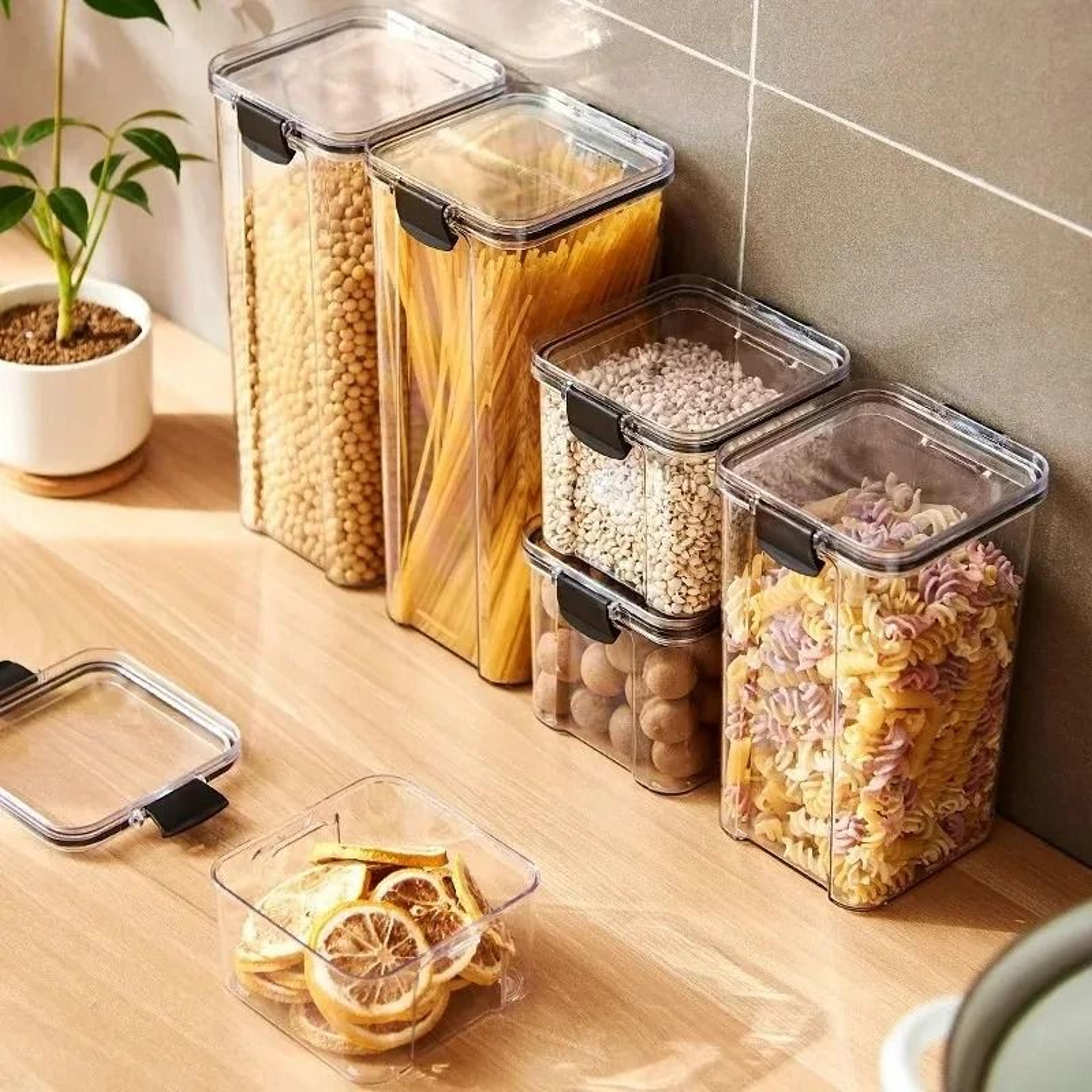 High Quality Sealed Jar Food Storage Box Transparent Plastic Kitchen Organizer 1