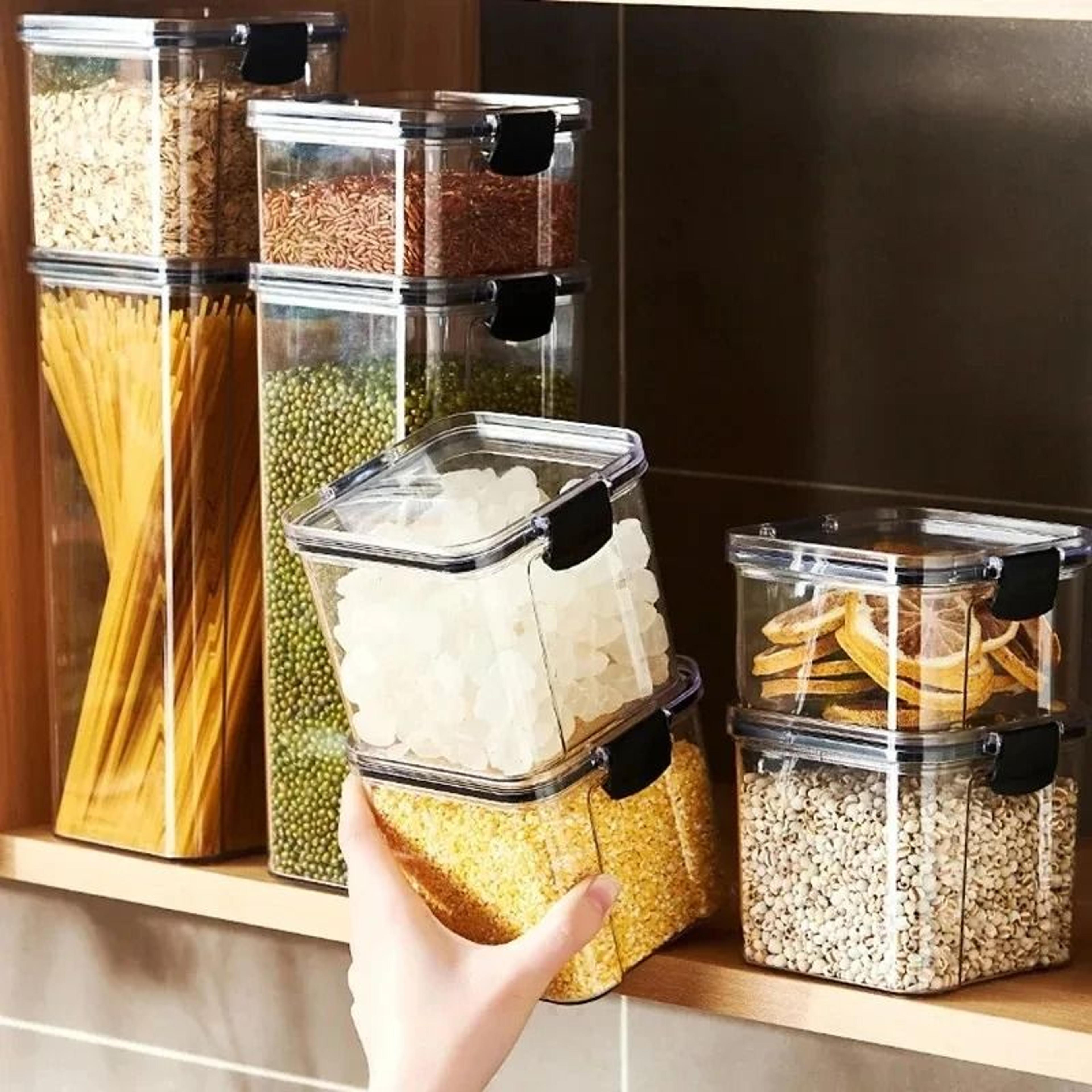 High Quality Sealed Jar Food Storage Box Transparent Plastic Kitchen Organizer 2