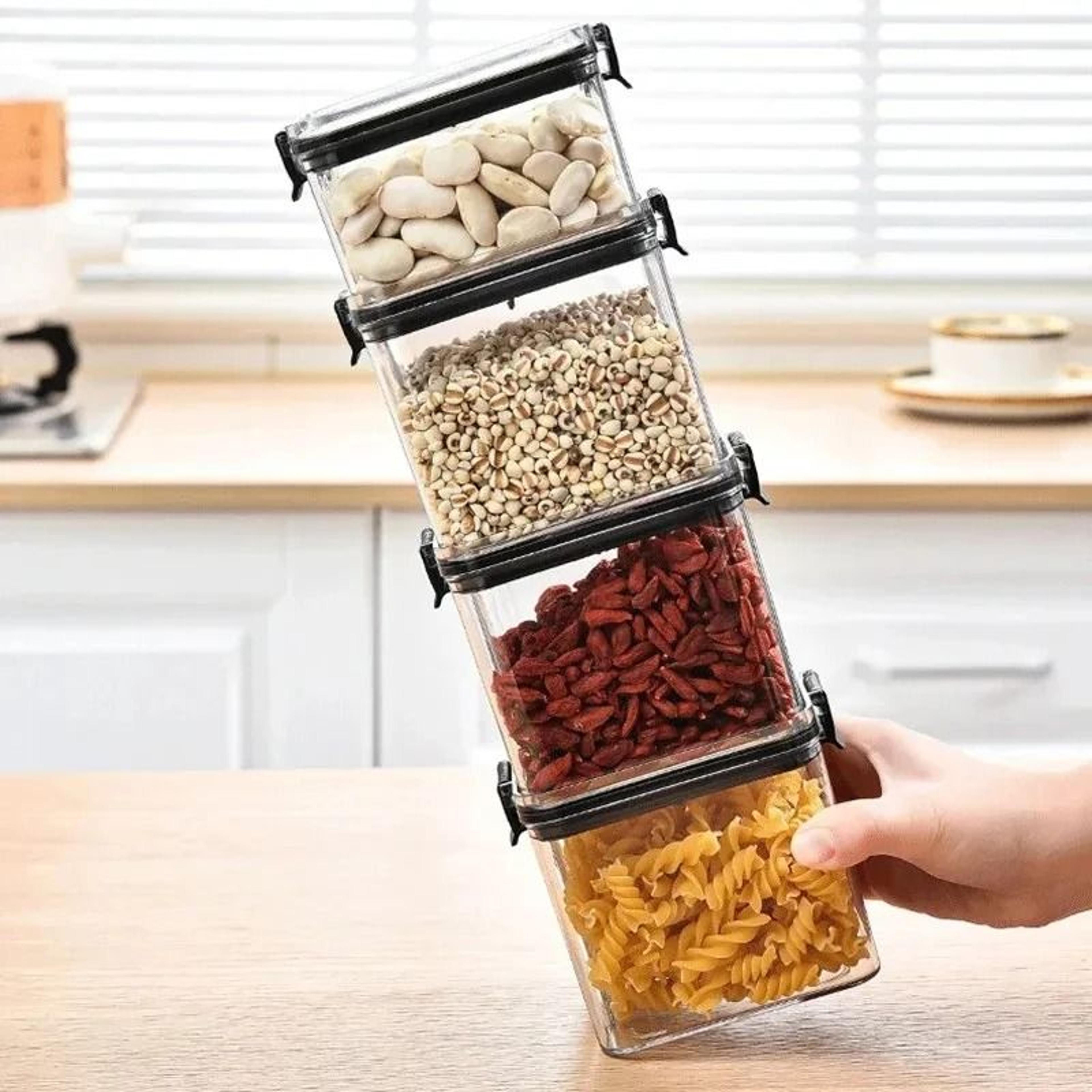 High Quality Sealed Jar Food Storage Box Transparent Plastic Kitchen Organizer 3
