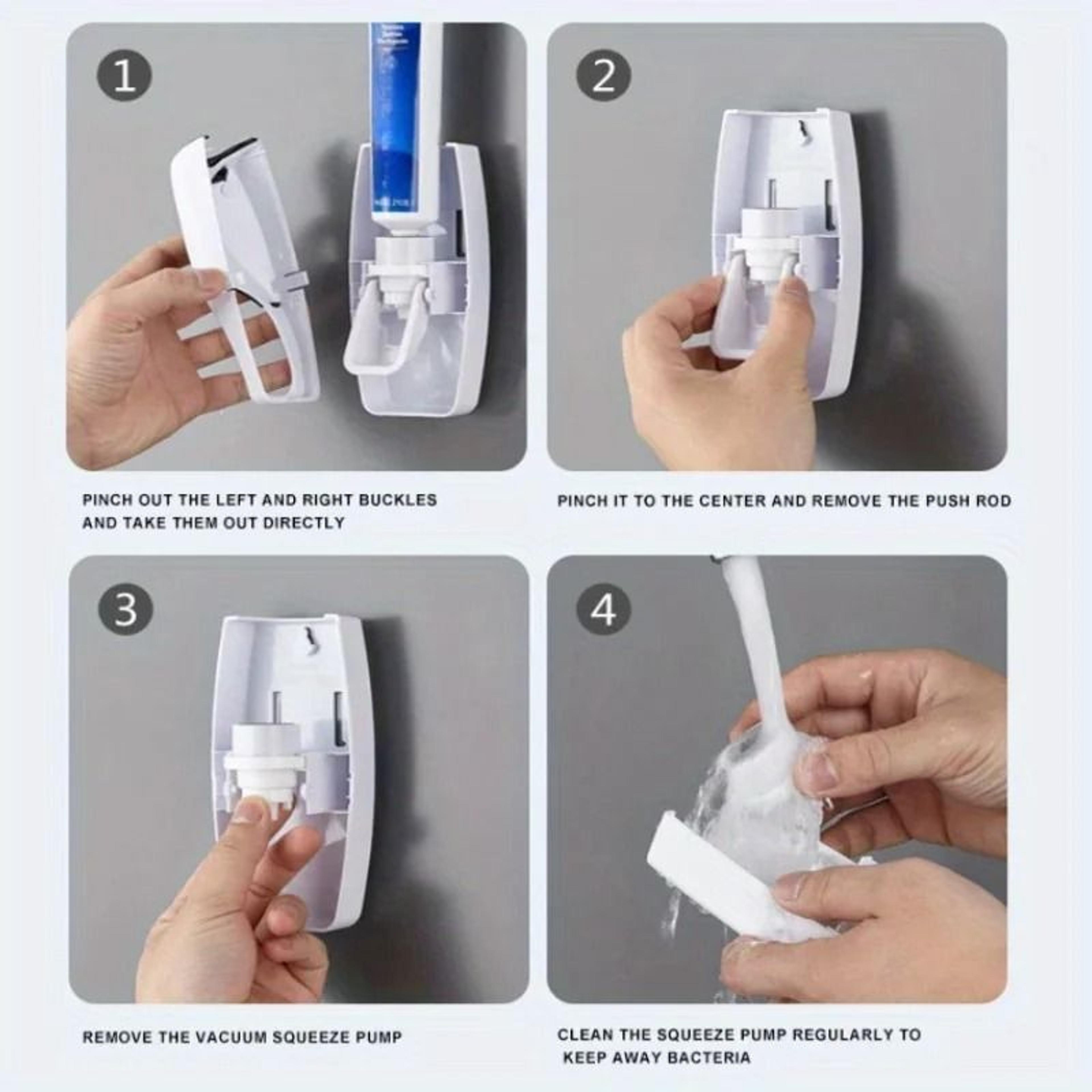 Wall Mounted Toothbrush And Toothpaste Holder Set With Automatic Dispenser And Cup 3
