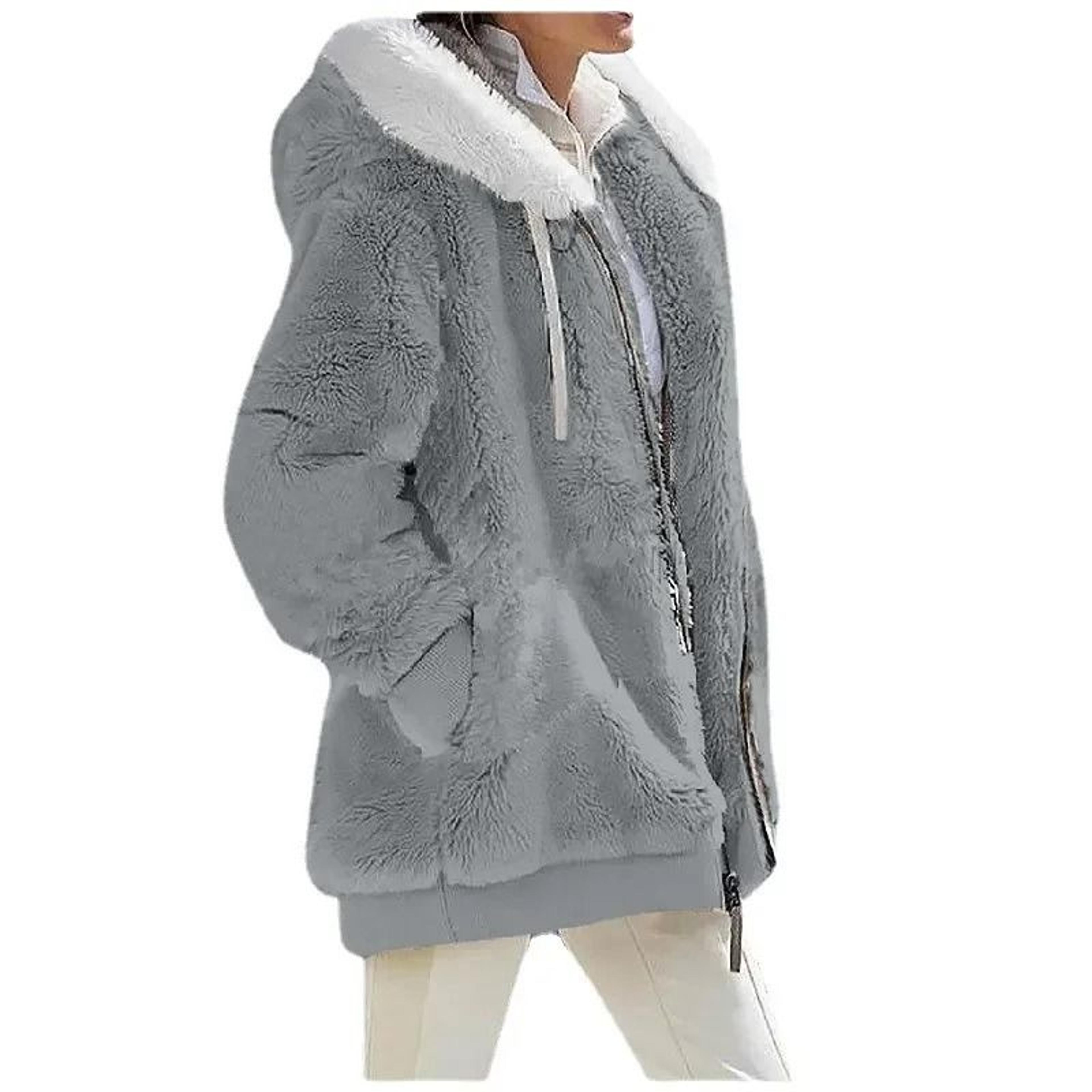 Autumn Winter Fashion Women Coat Casual Hooded Zipper Fleece Jacket 2