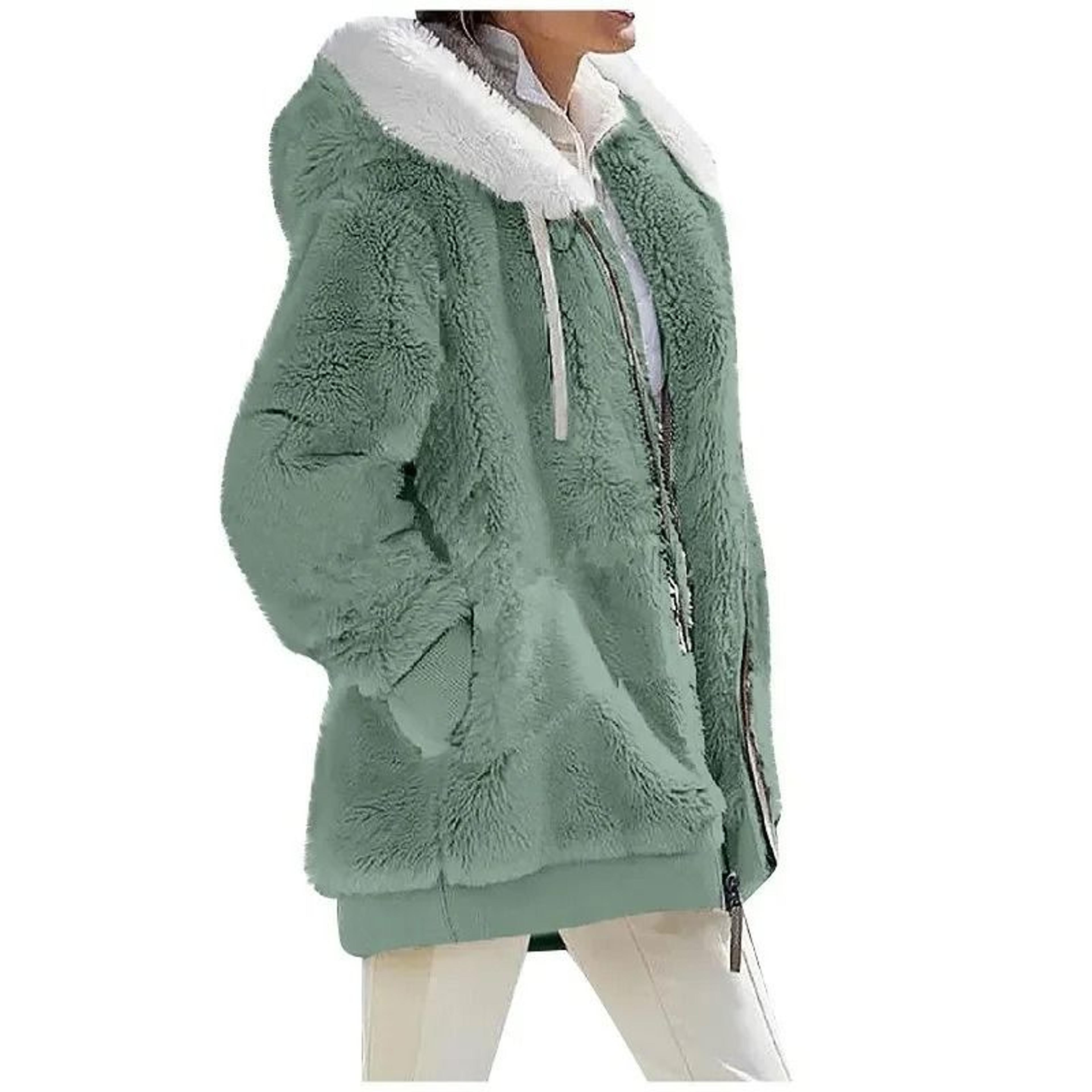 Autumn Winter Fashion Women Coat Casual Hooded Zipper Fleece Jacket 4