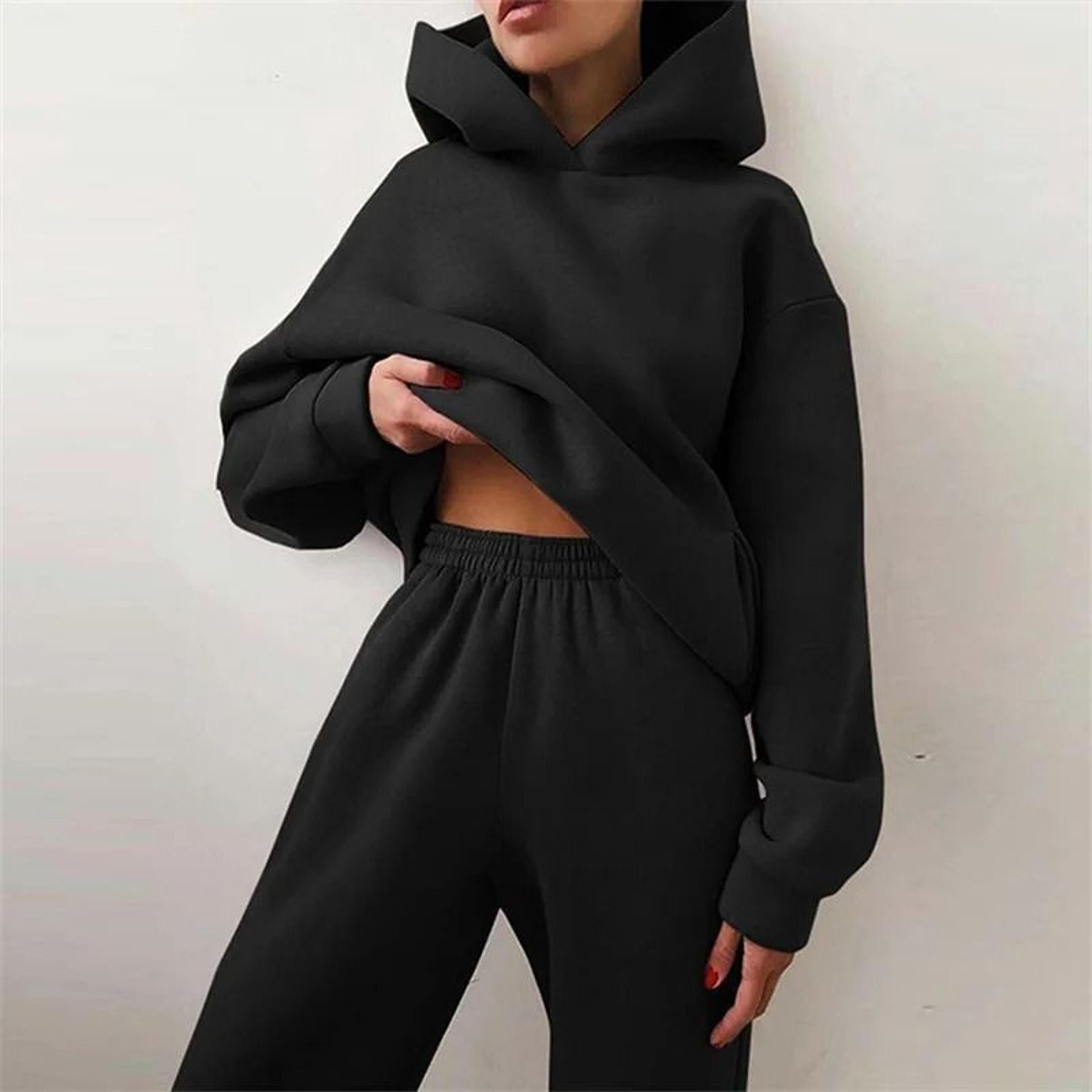 Women Tracksuit Two Piece Set Hooded Sweatshirt And Long Pant 7