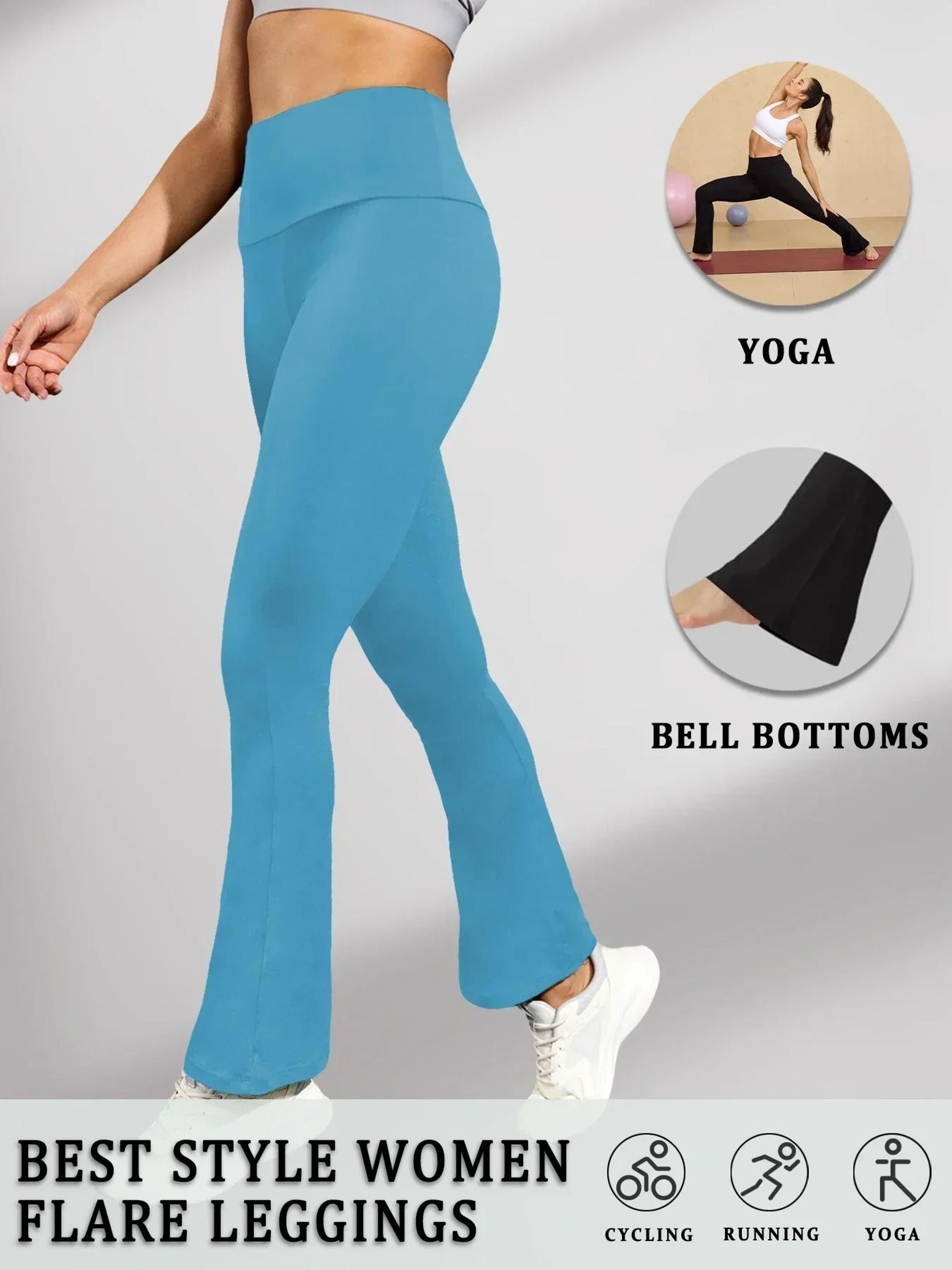 Womens Super Soft Flare Pants High Waisted Tummy Control Workout Yoga Leggings Bell Bottoms 7