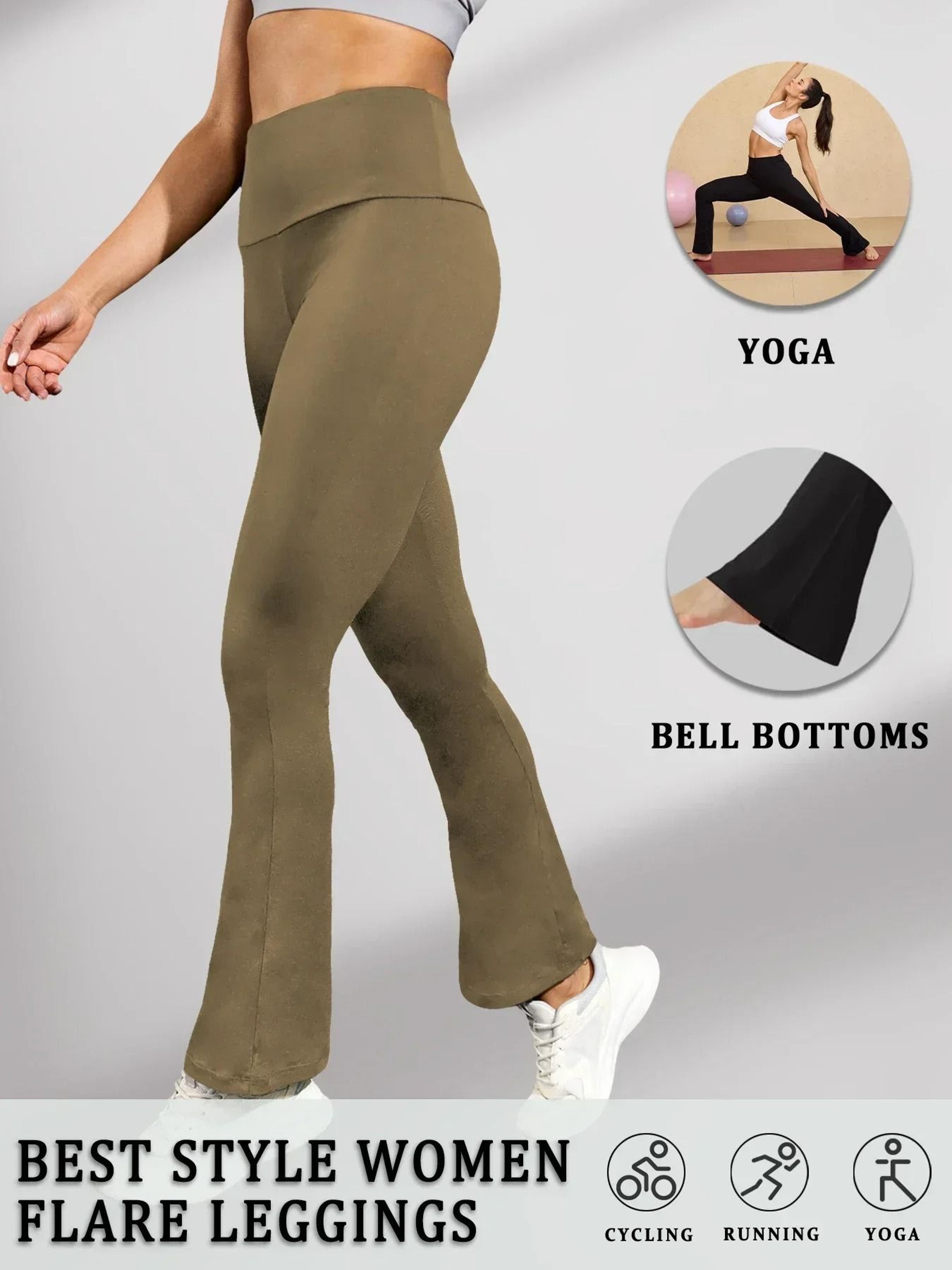 Womens Super Soft Flare Pants High Waisted Tummy Control Workout Yoga Leggings Bell Bottoms 8