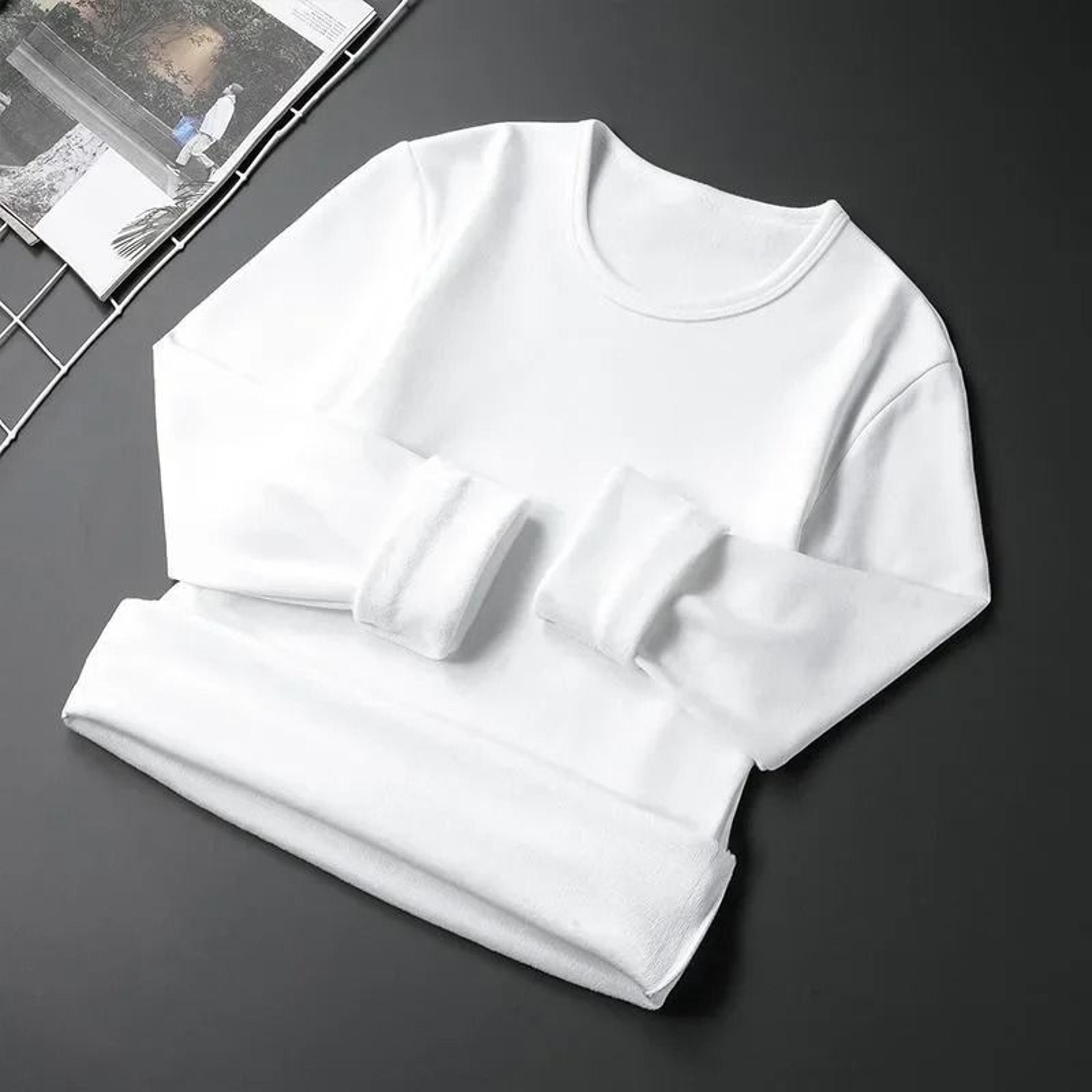 Mens Fleece Lined Long Sleeve Crew Neck Base Shirt  Thickened Casual Long Sleeve Top 1