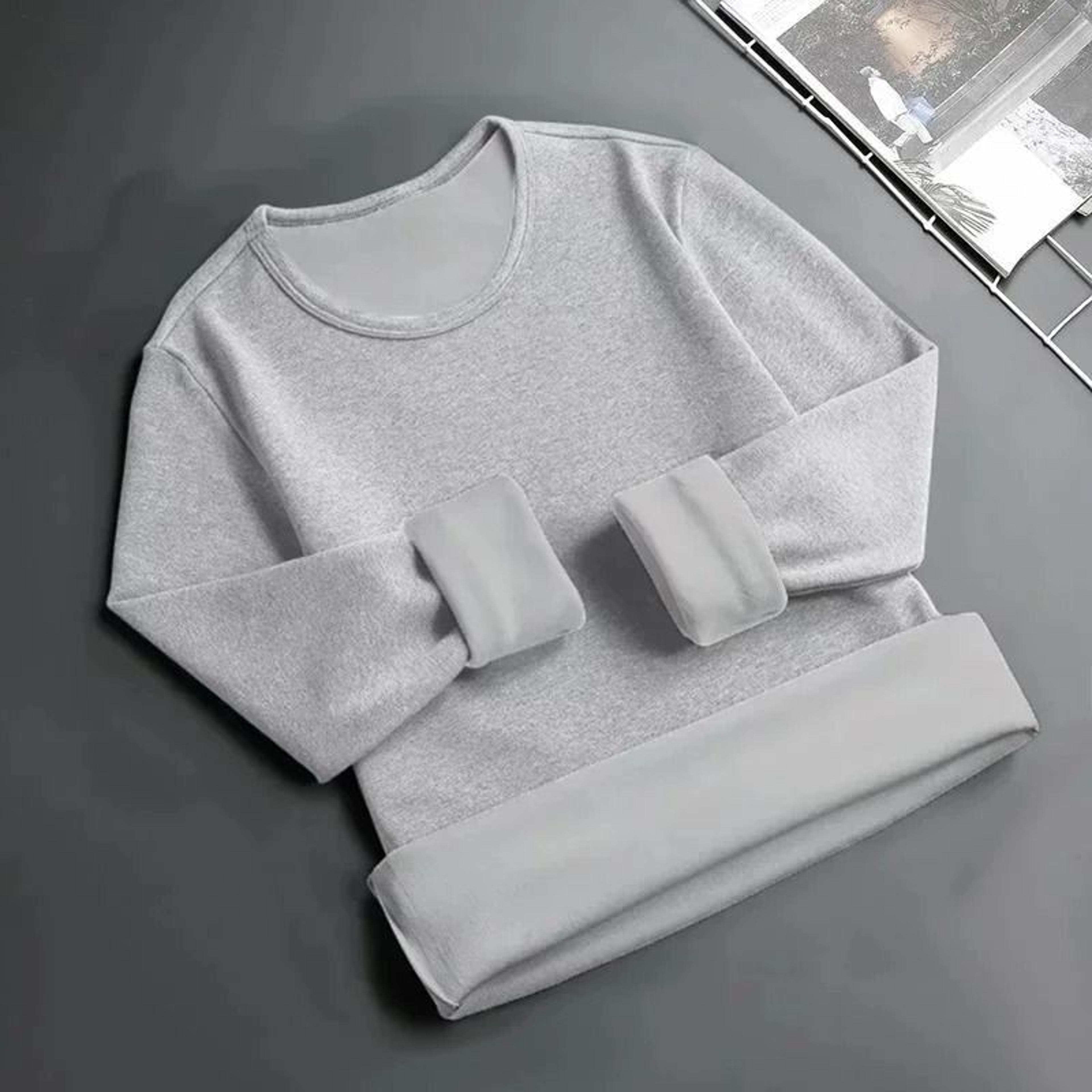 Mens Fleece Lined Long Sleeve Crew Neck Base Shirt  Thickened Casual Long Sleeve Top 5