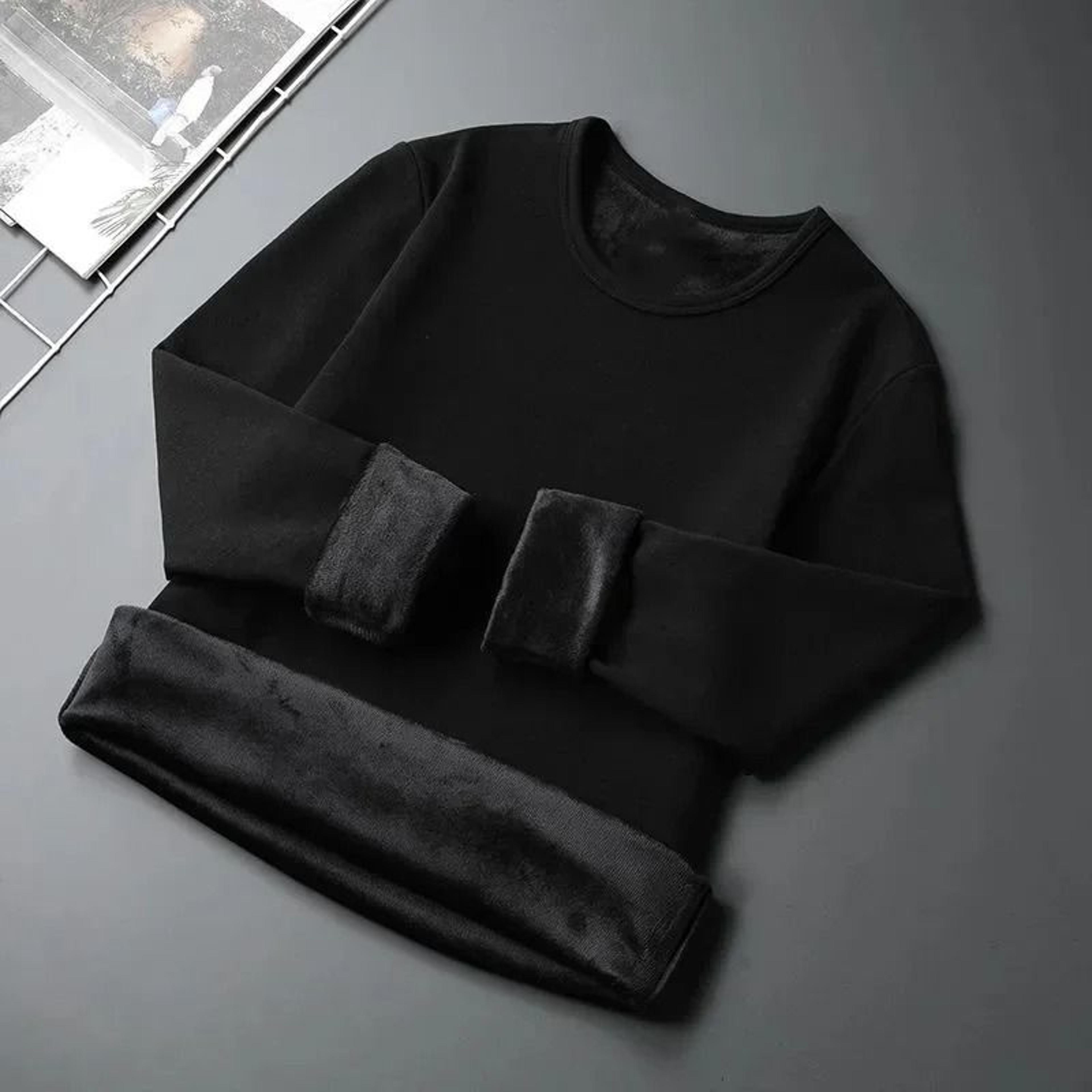 Mens Fleece Lined Long Sleeve Crew Neck Base Shirt  Thickened Casual Long Sleeve Top 8