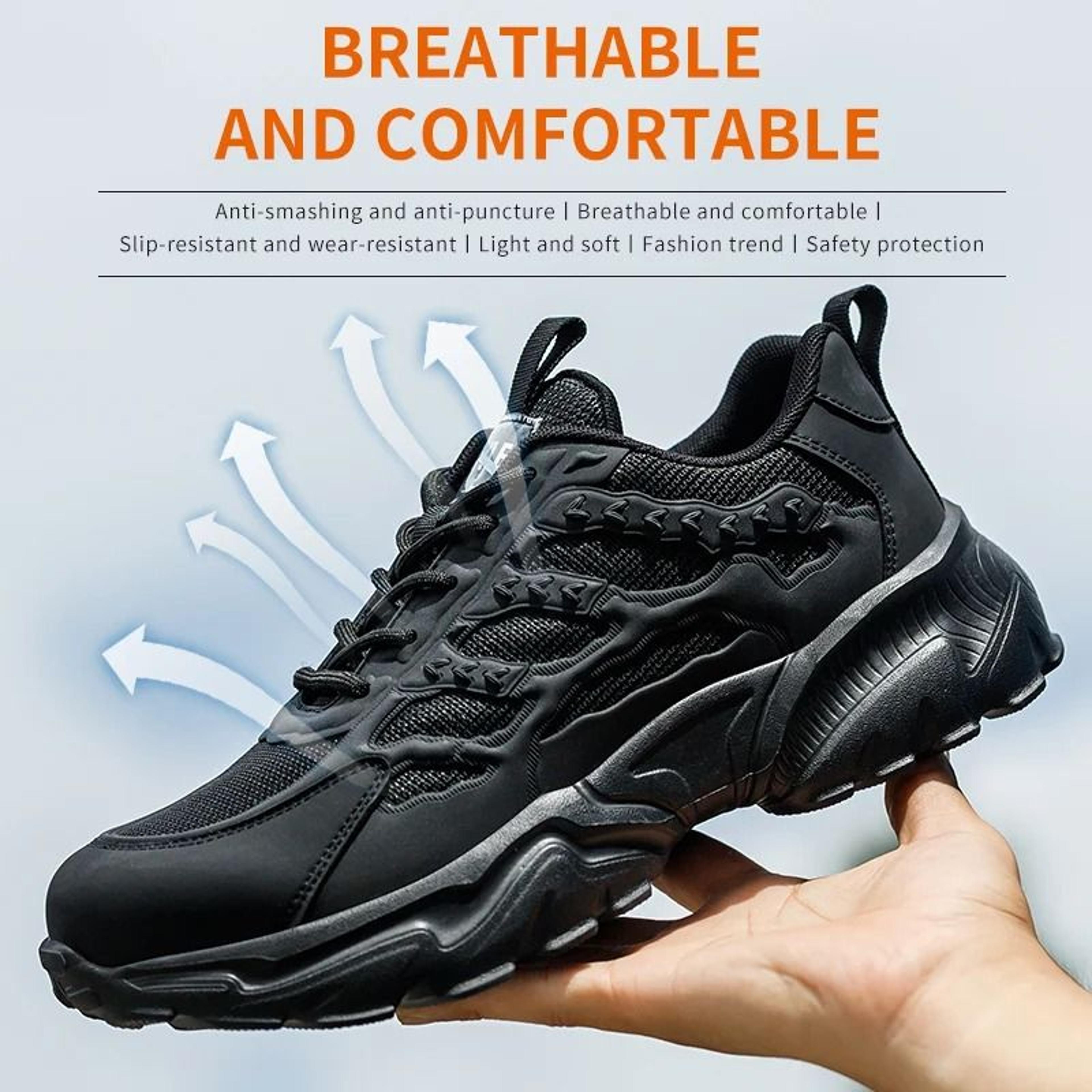 Men Lightweight Protective Work Safety Sneakers Breathable Anti Puncture 5