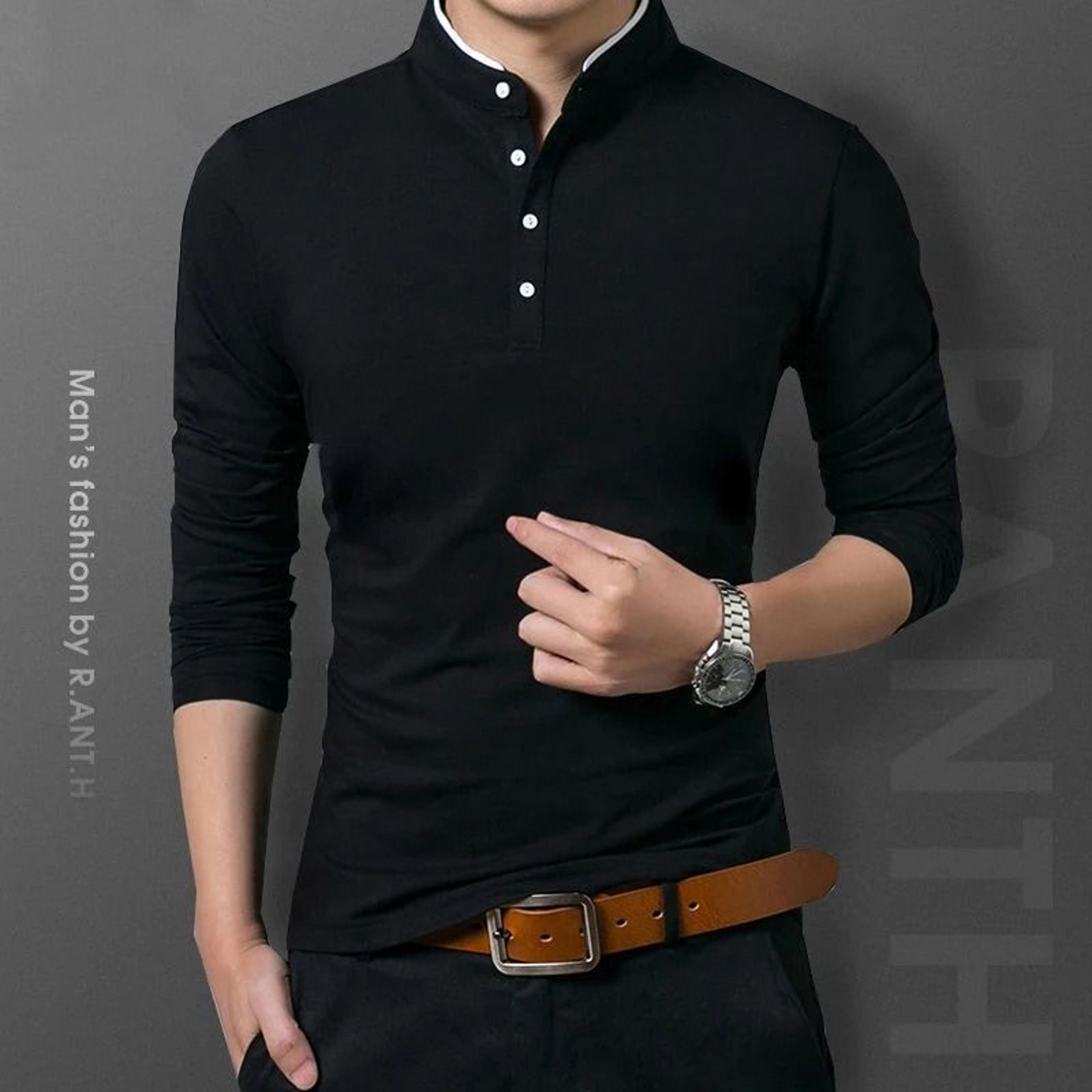 Mens Business Casual Long Sleeve Polo T Shirt Summer Comfortable Breathable Top For Formal Occasion 7
