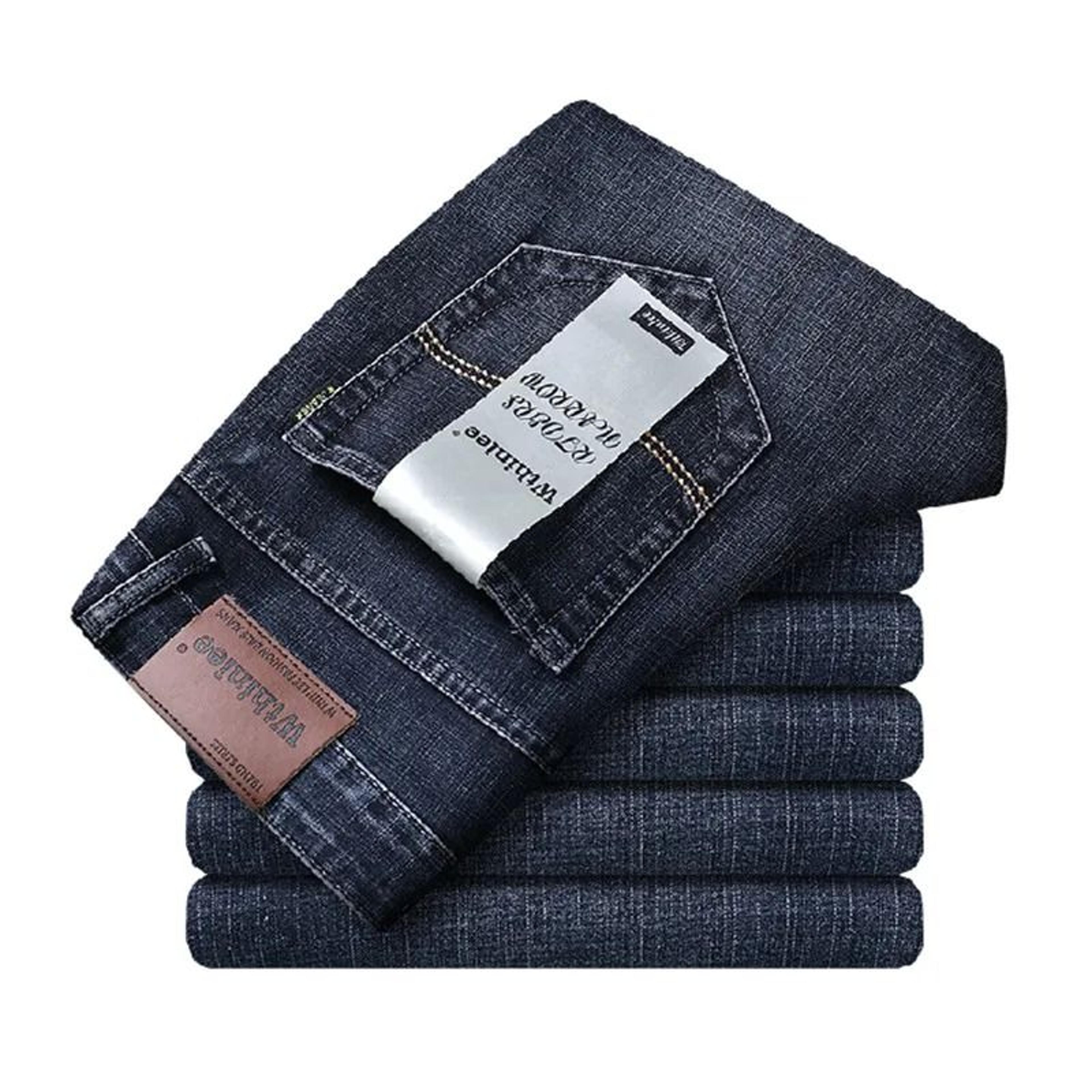 Men High Quality Business Casual Jeans Classic Straight Fit Denim Pants 7