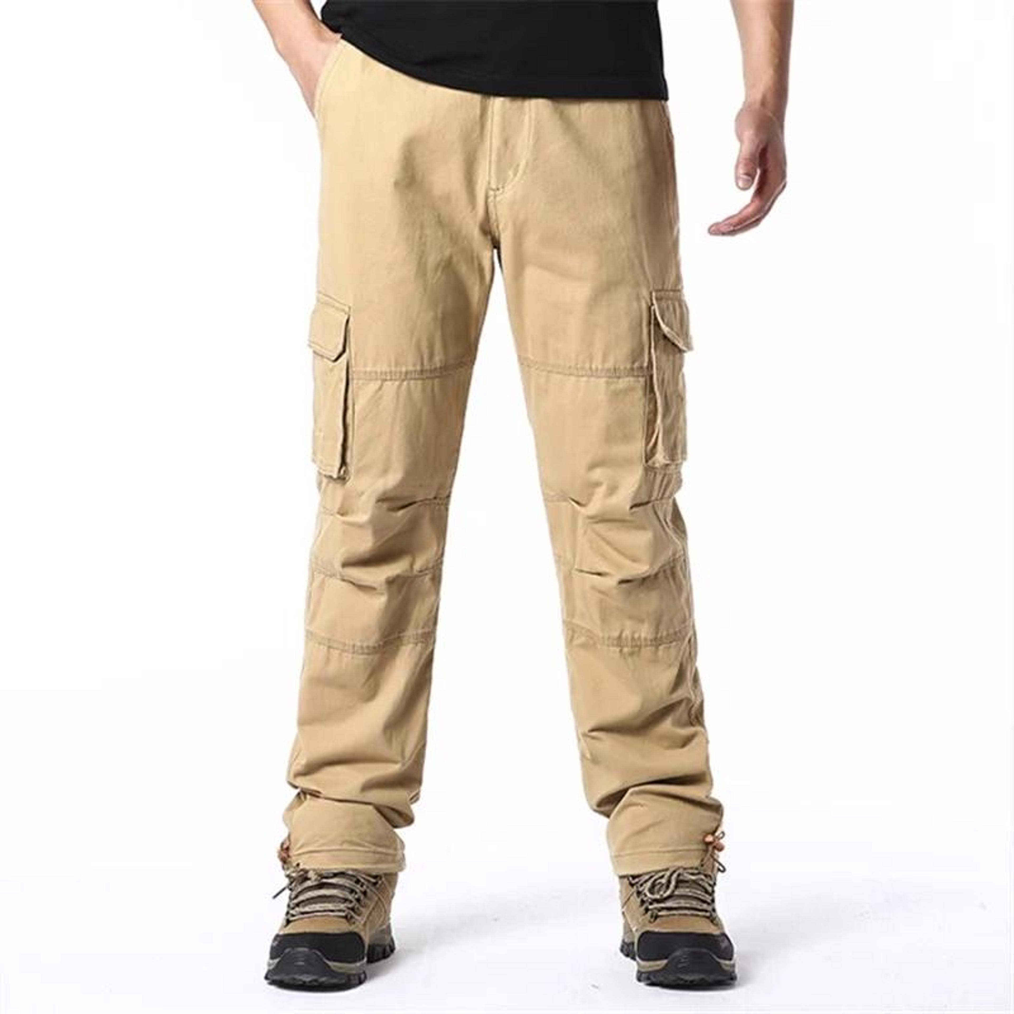 Large Pocket Loose Overalls Men Outdoor Sports Jogging Tactical Pants Elastic Waist Cotton Casual W 3