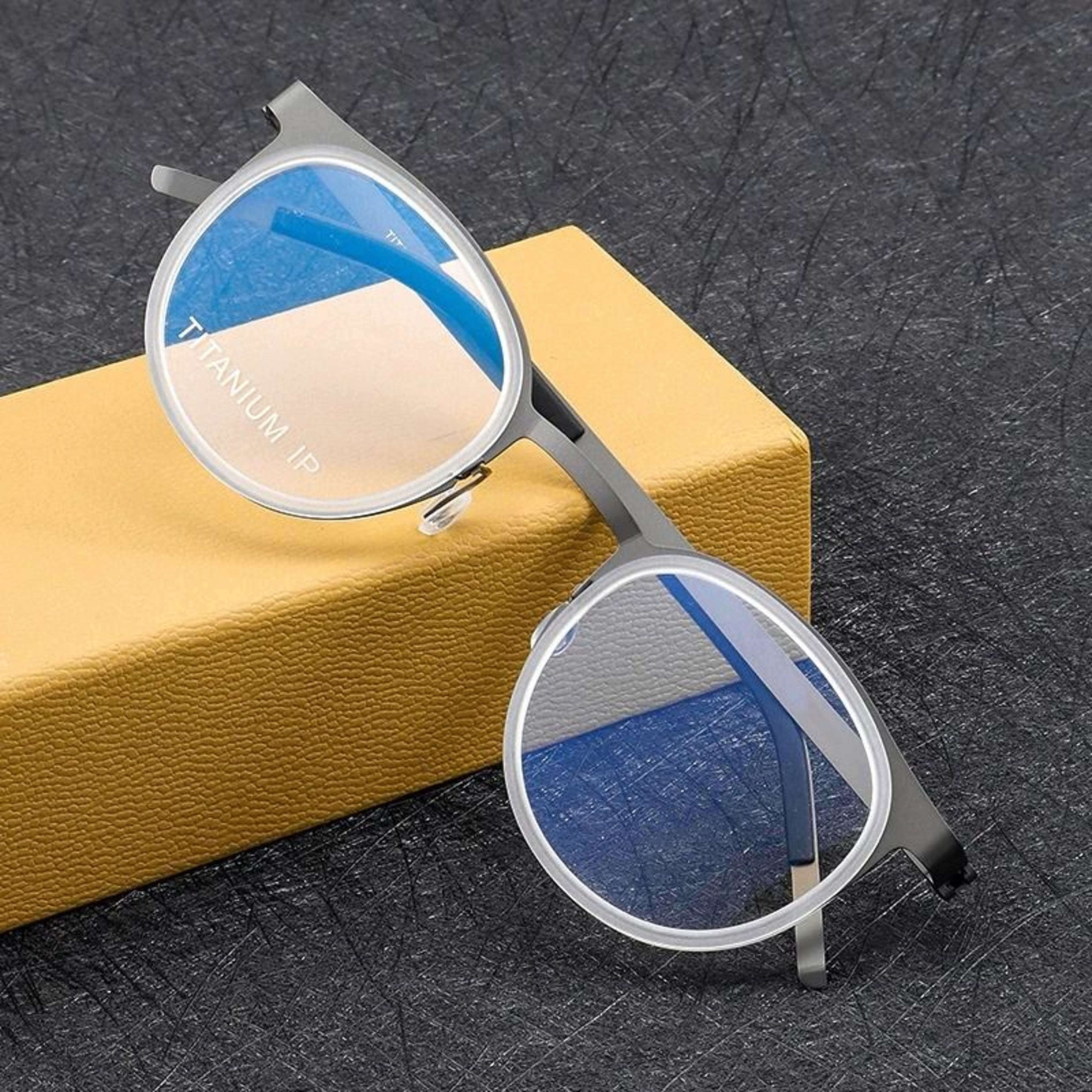 Pure Titanium Eyewear Frame Men Blue Light Blocking Screwless Design 10