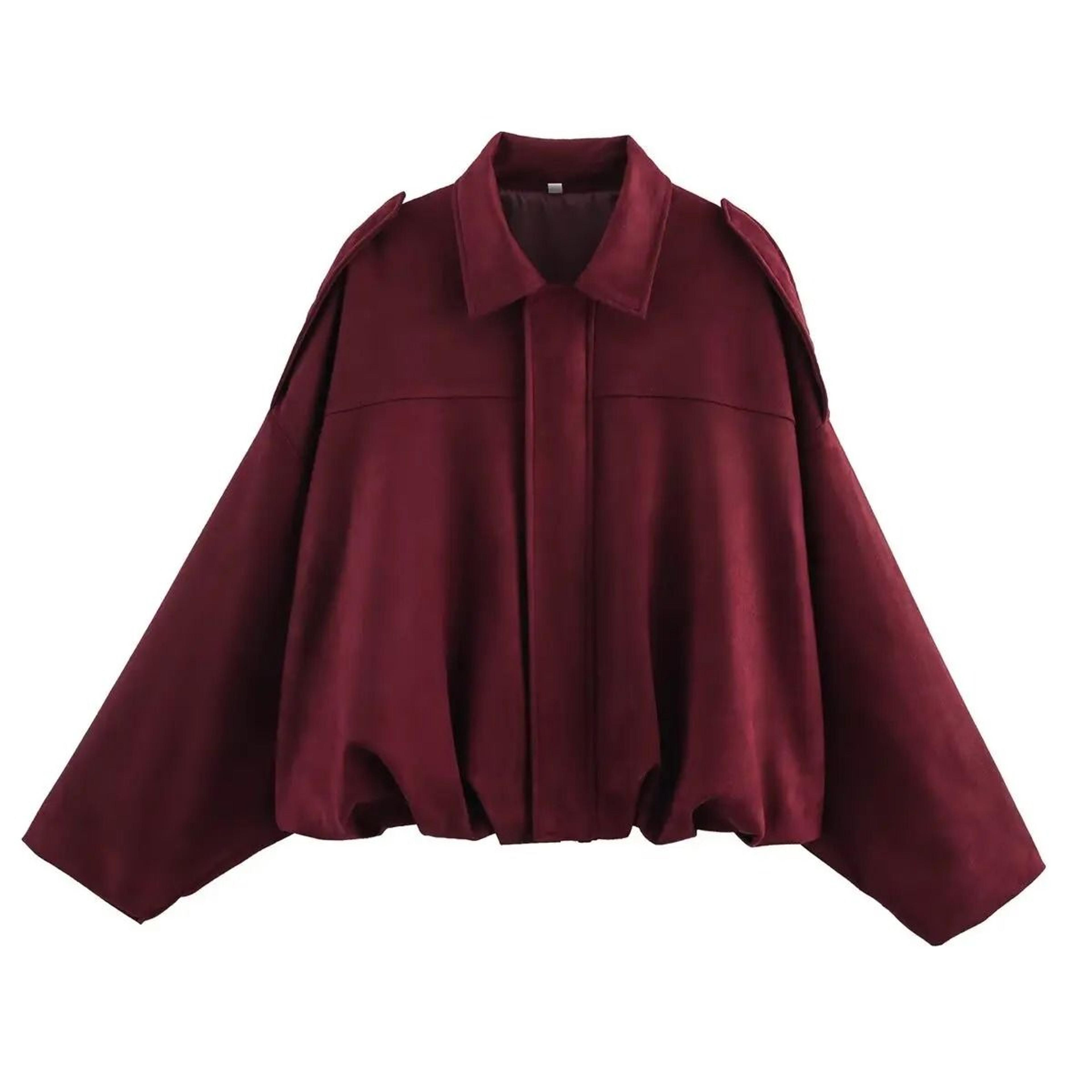 Women Suede Bomber Jacket Long Sleeve Oversize Zipper Coat Streetwear 12
