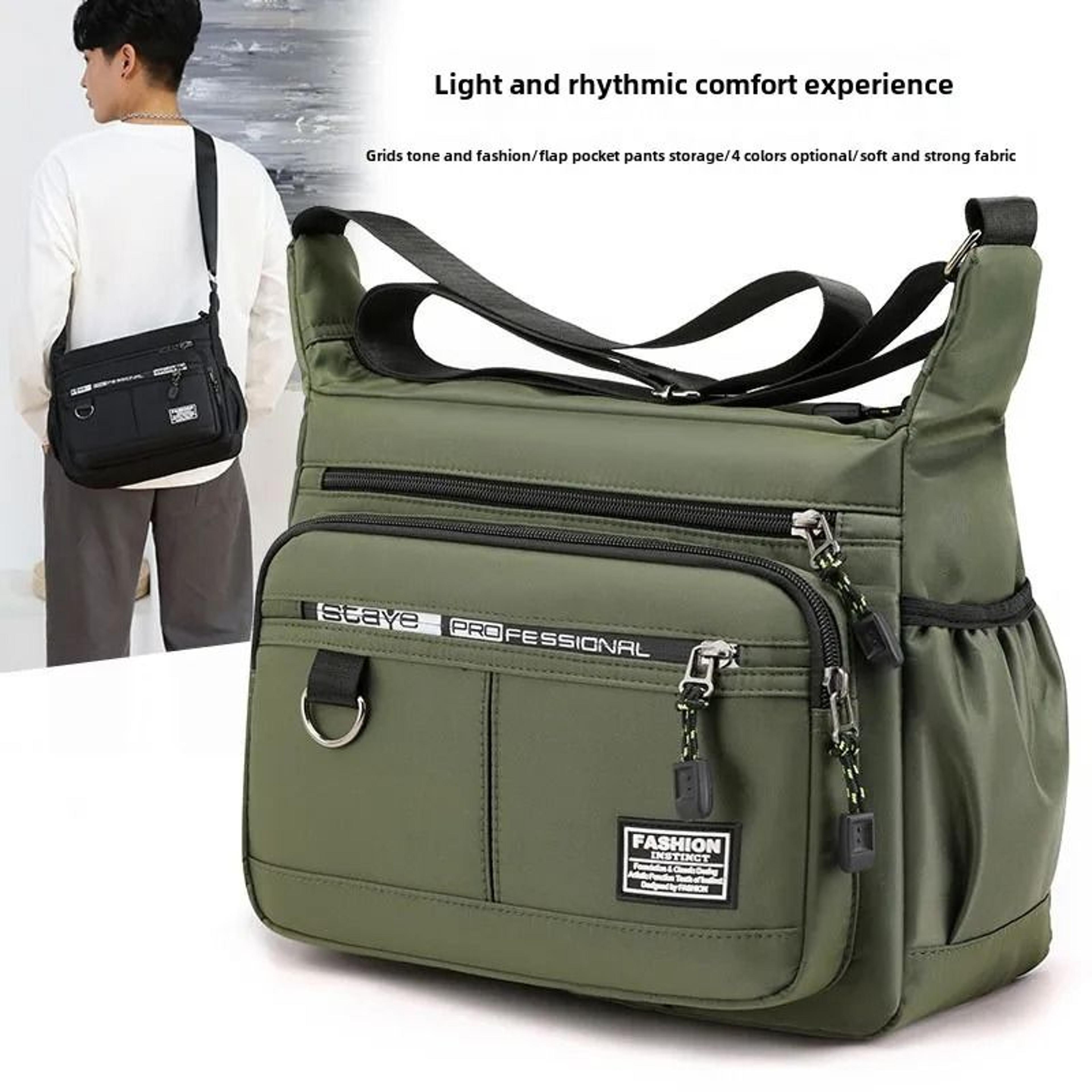 oxford shoulder bag large capacity mens casual multi-layer pocket crossbody messenger bag