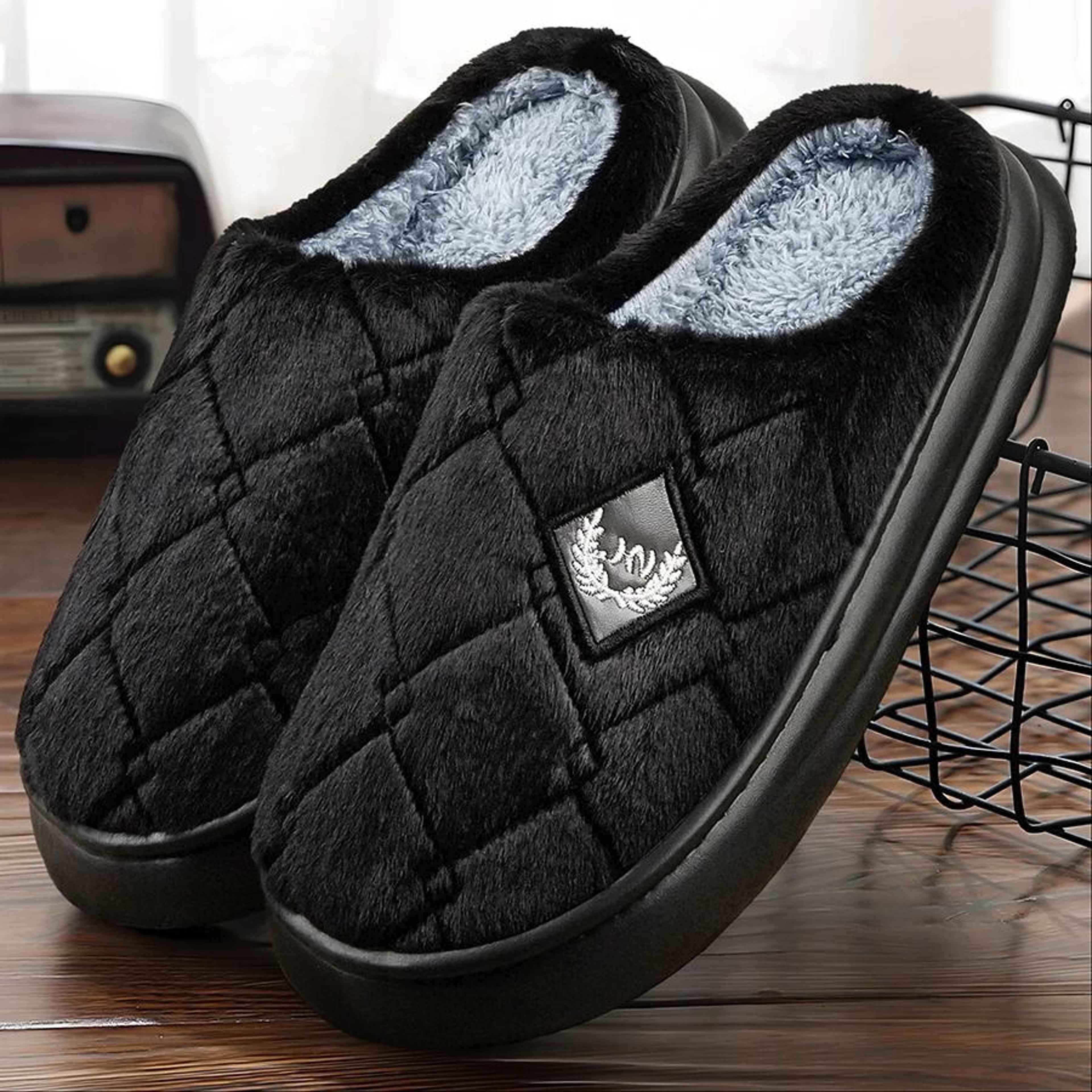 Fur Slippers Men Home EVA Platform Cushion Warm Soft Indoor Living Room Shoes 8