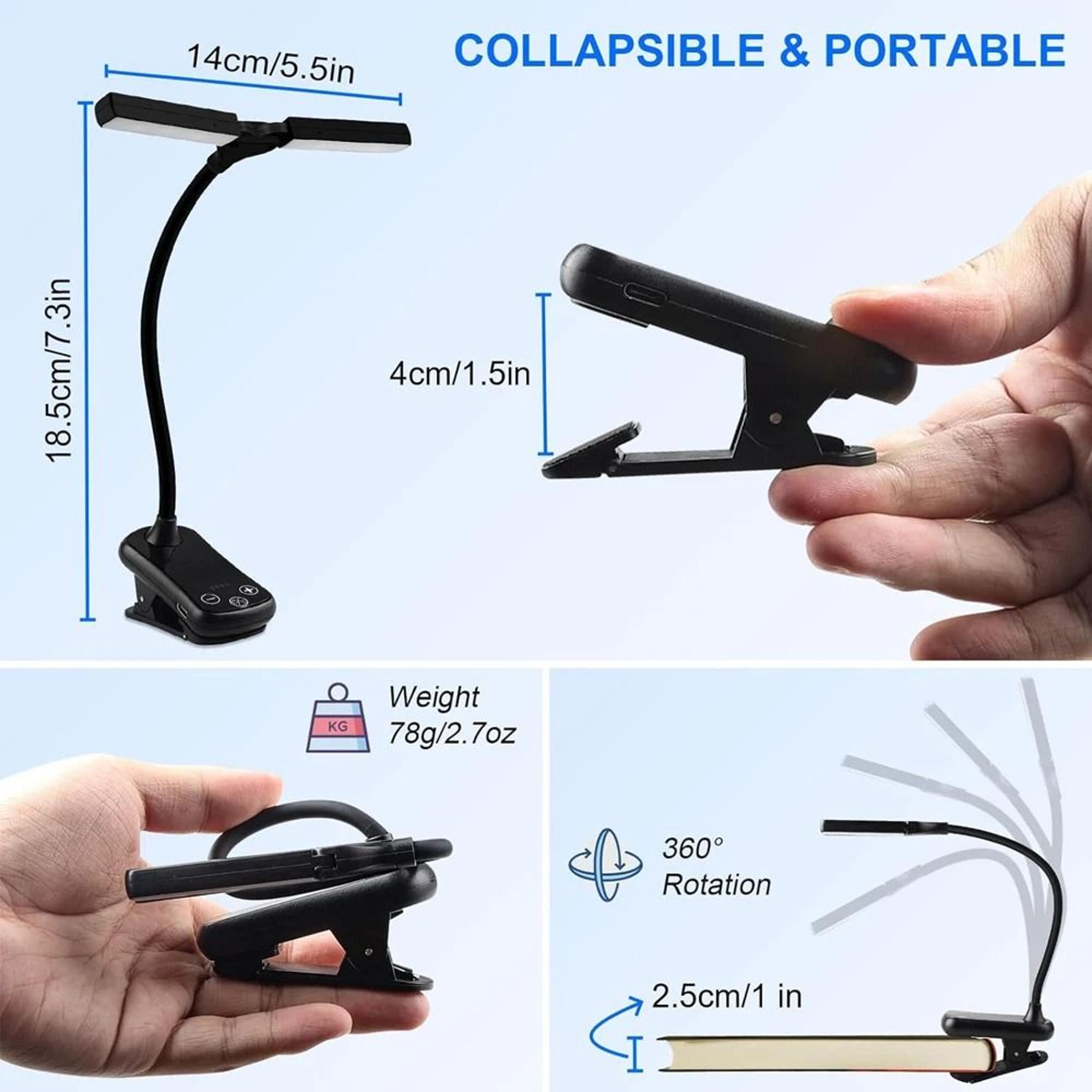 Mini USB Rechargeable LED Clip On Book Light 4