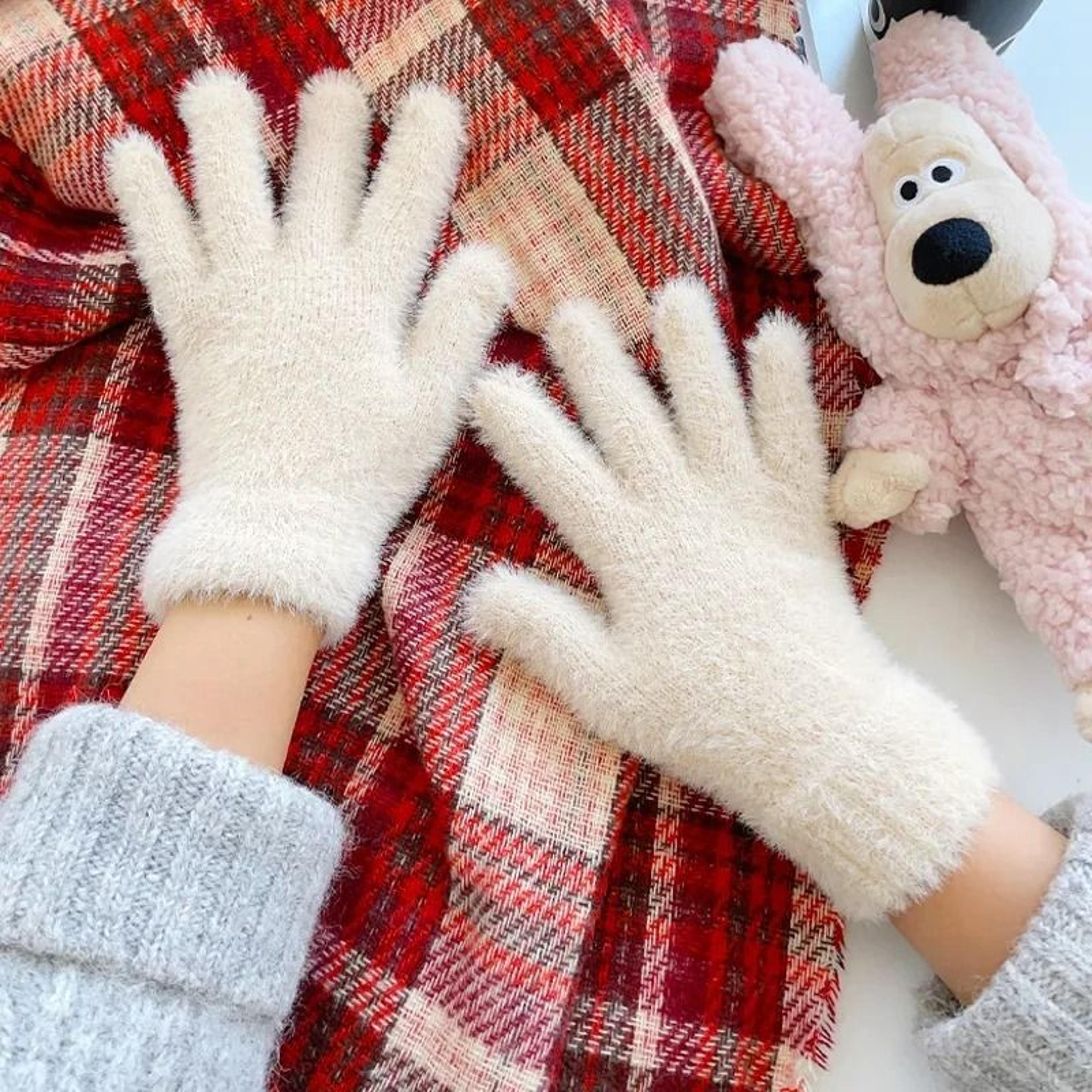 Women Winter Mink Velvet Five Finger Gloves Plush Warm Cold Proof 6