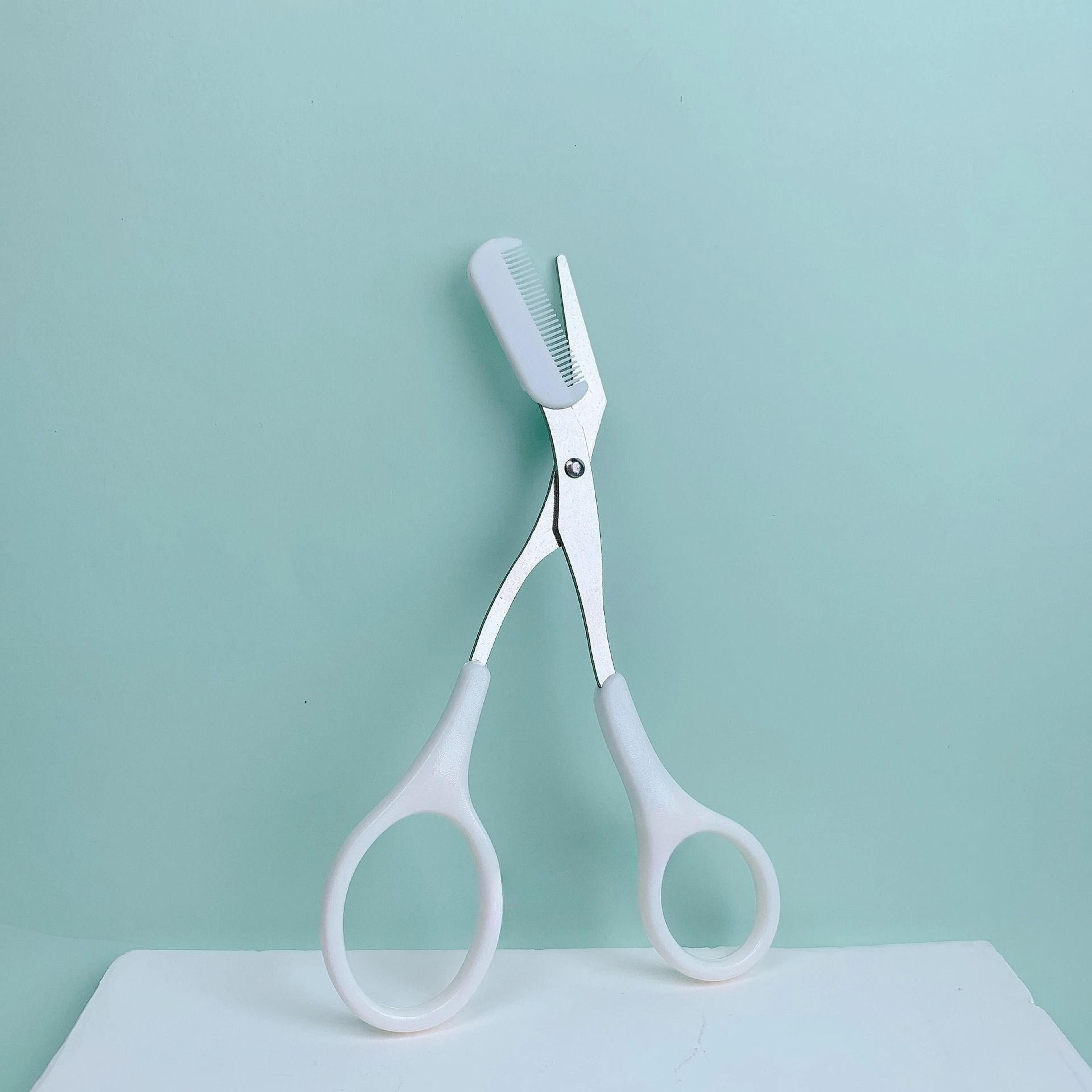 Pink Eyebrow Trimming Scissors With Built In Comb Stainless Steel Precision Grooming Tool 7