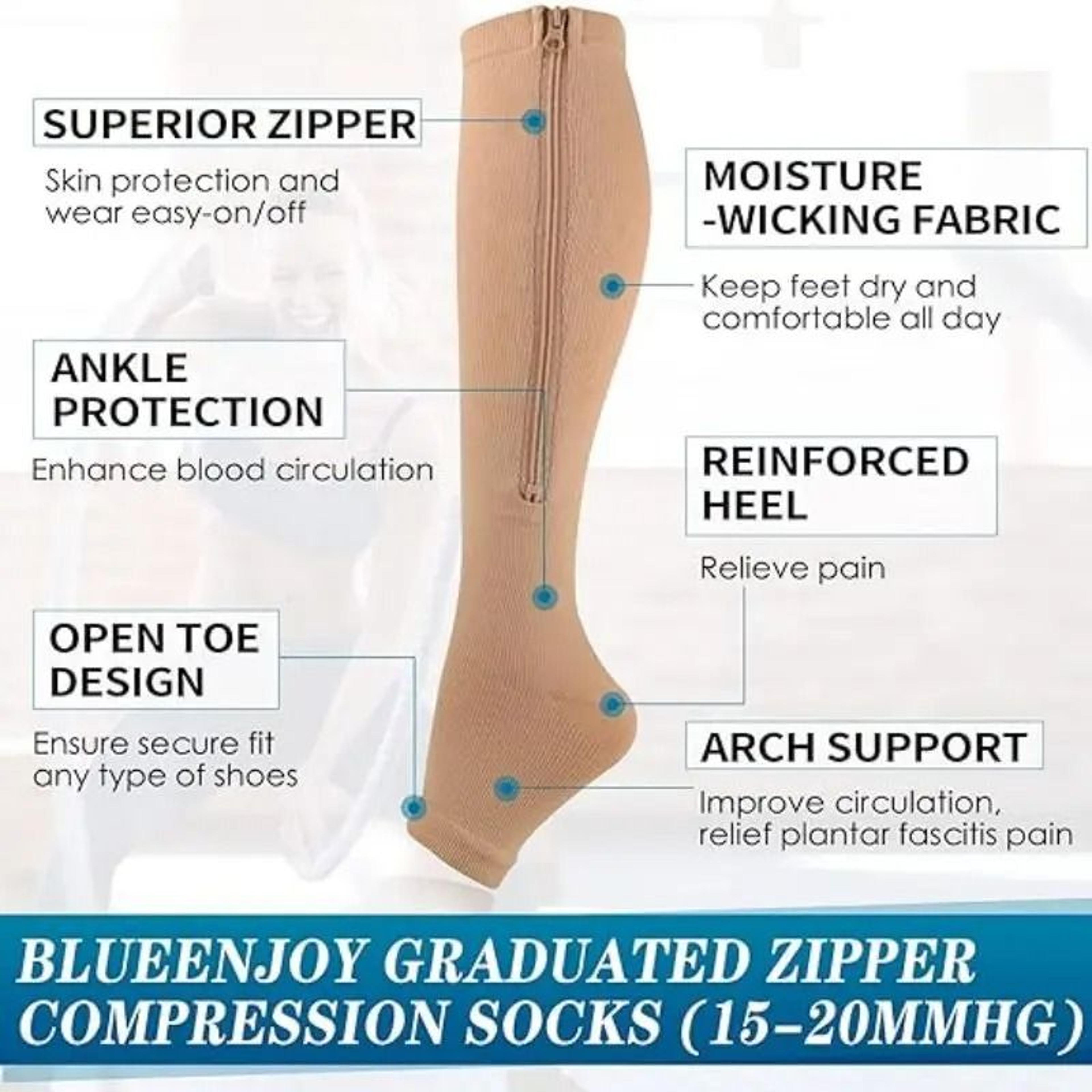 Zipper Compression Socks For Men And Women Knee High Anti Fatigue Stretch Socks For Sports Running  2