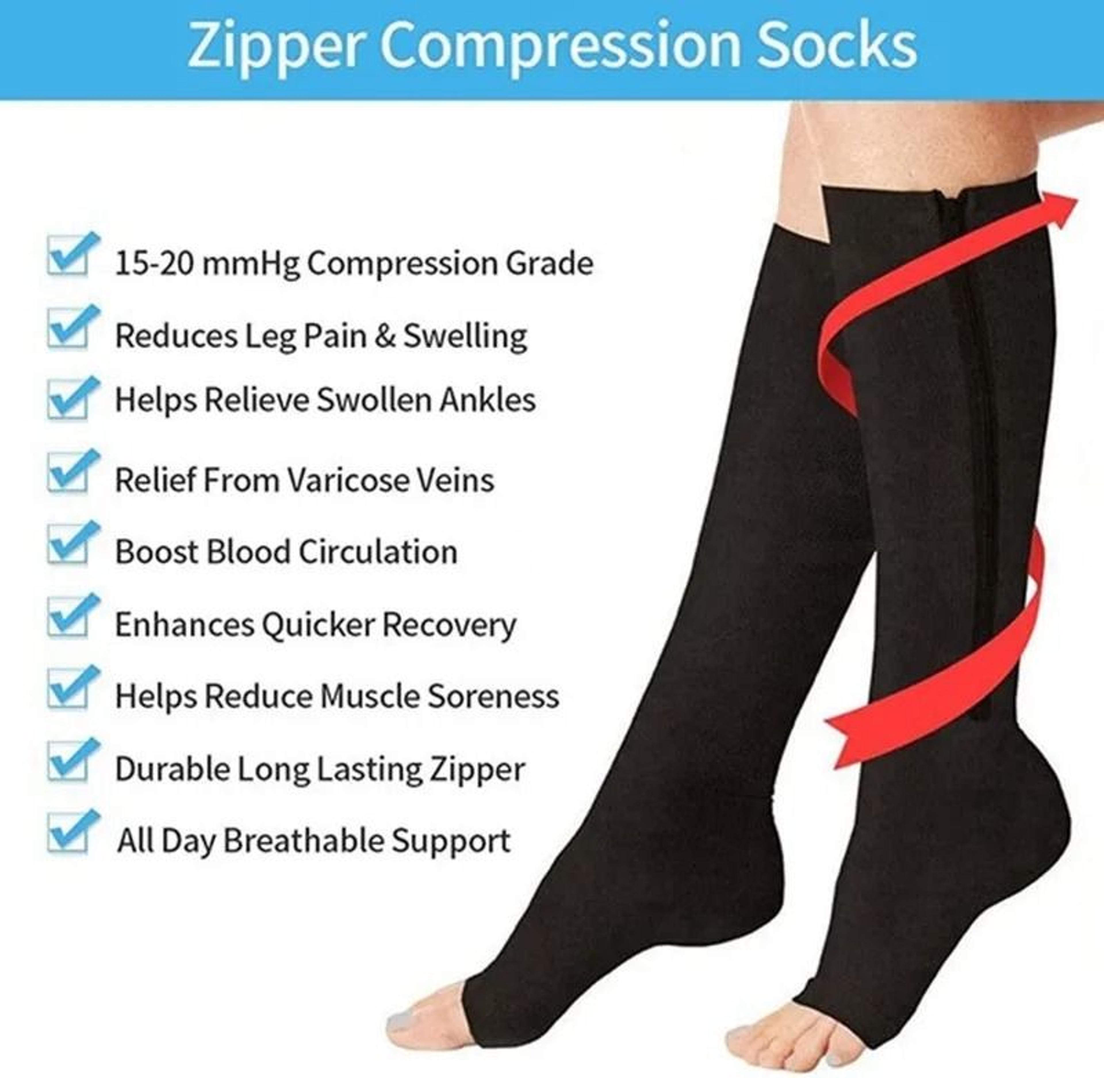 Zipper Compression Socks For Men And Women Knee High Anti Fatigue Stretch Socks For Sports Running  3